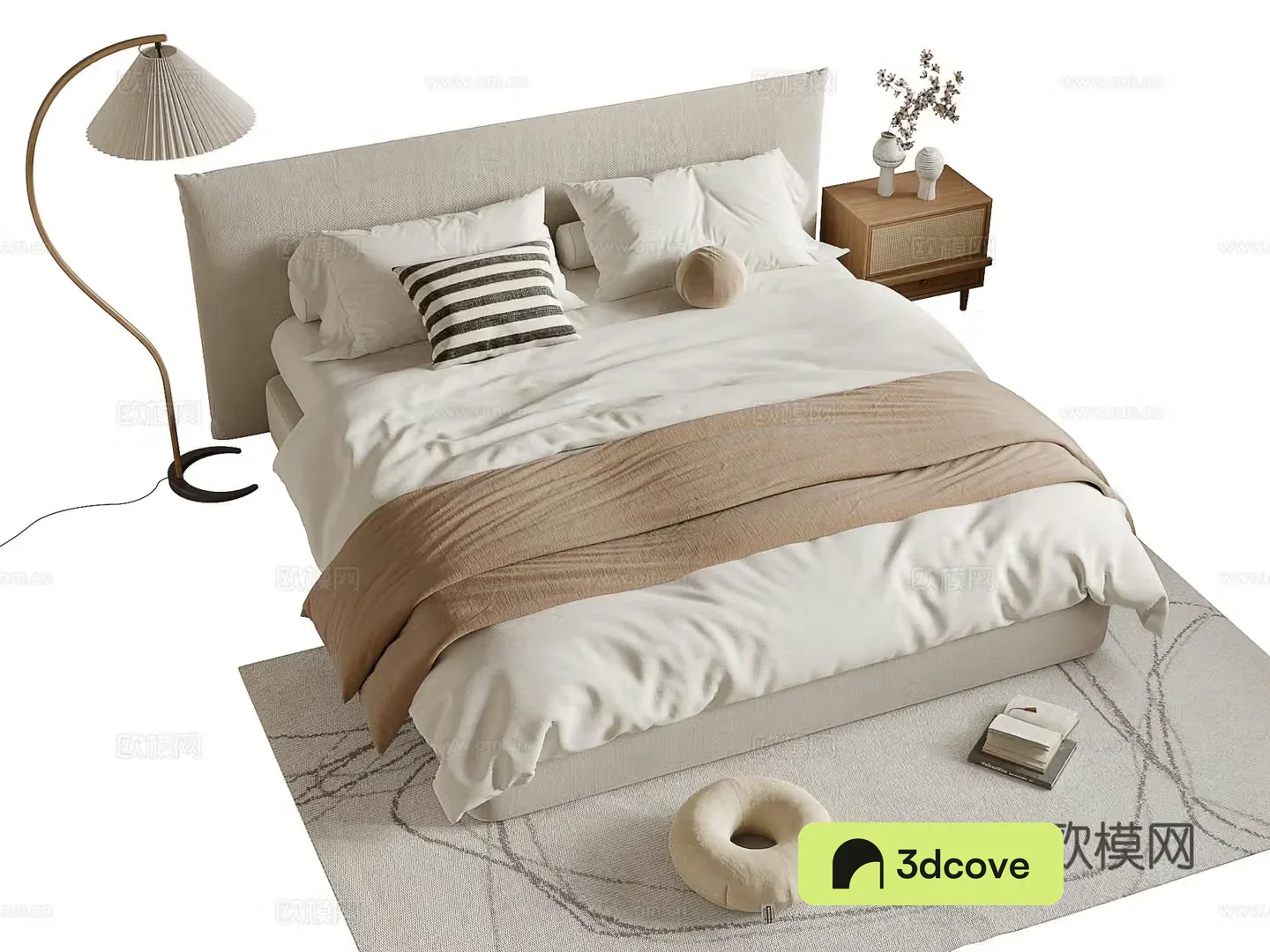 Wabi-sabi style double bed
