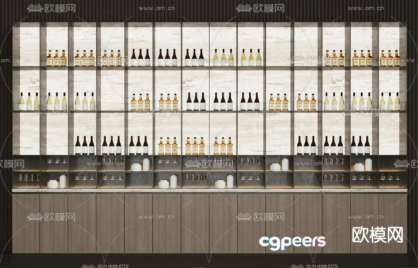 Modern wine cabinet wine rack 3d model