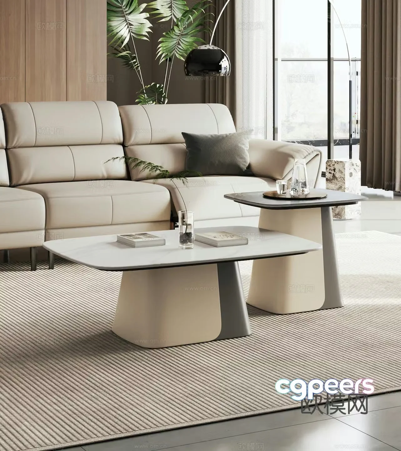 Modern simple coffee table side table Italian coffee table side table combination coffee table 3D model