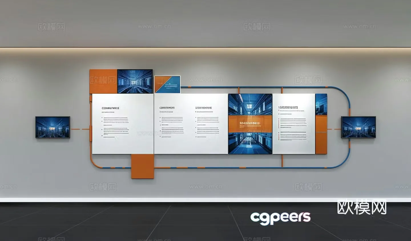 Modern corporate culture wall Office background wall Corridor Promotional column Slogan Slogan Corporate style 3D model