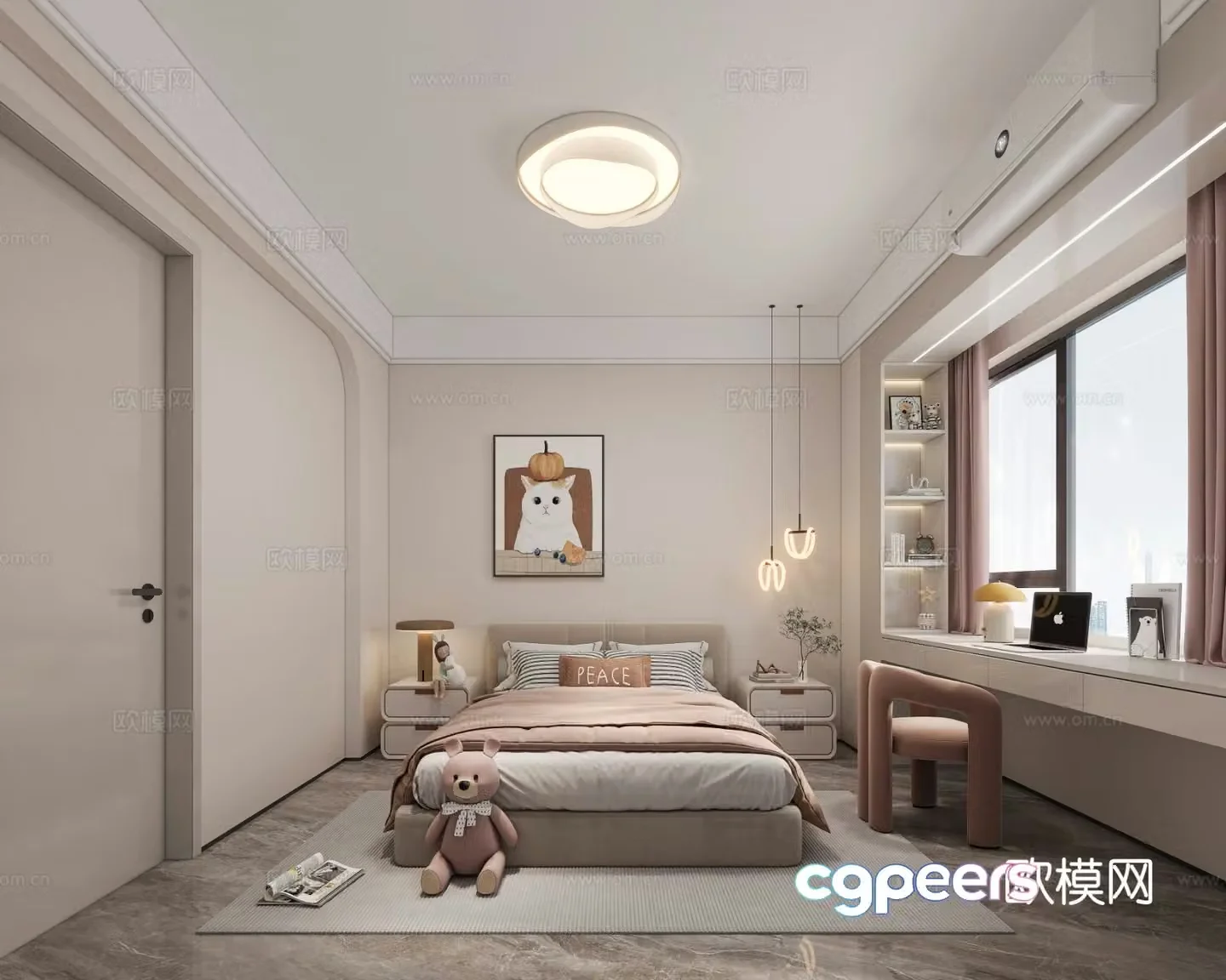 Modern children’s room girl’s room 3d model