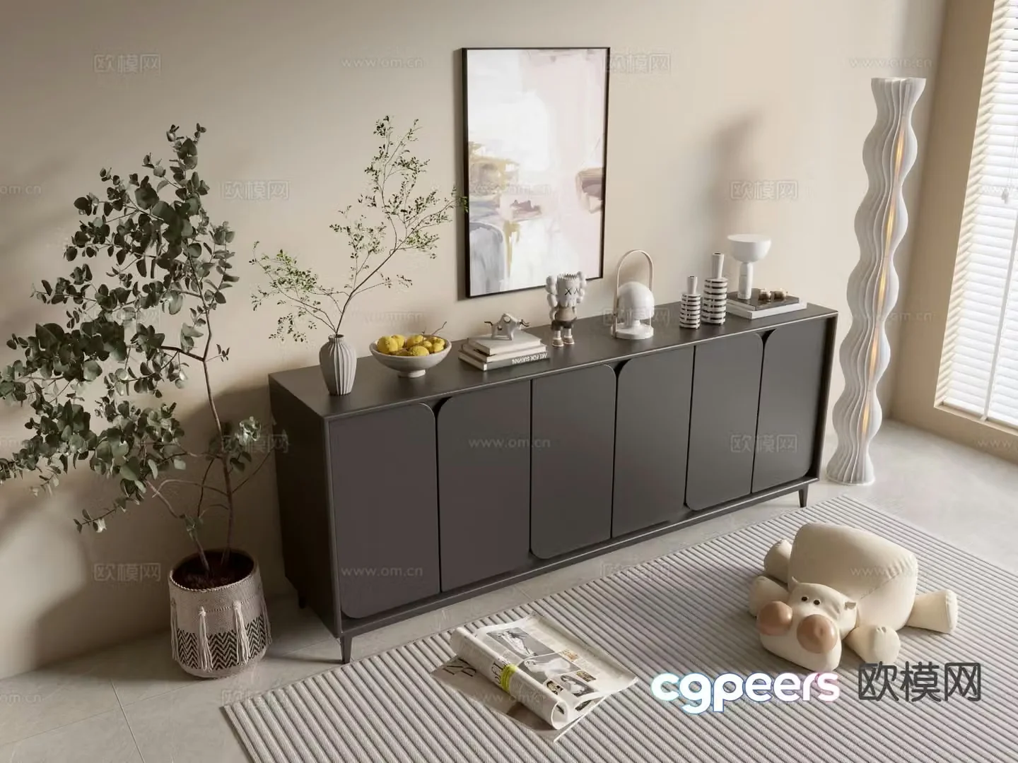Modern entryway cabinet side cabinet 3d model