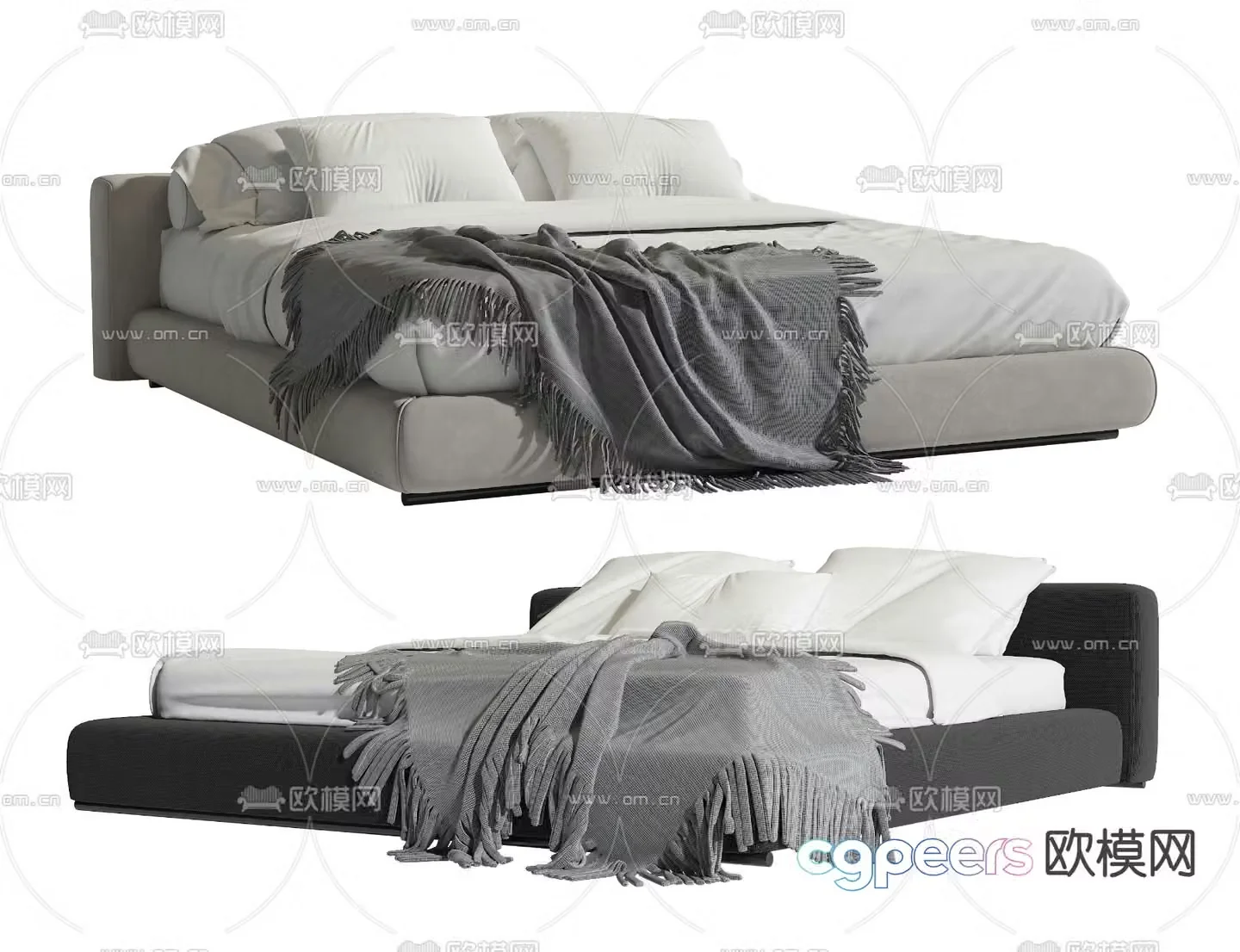 Modern double bed 3d model