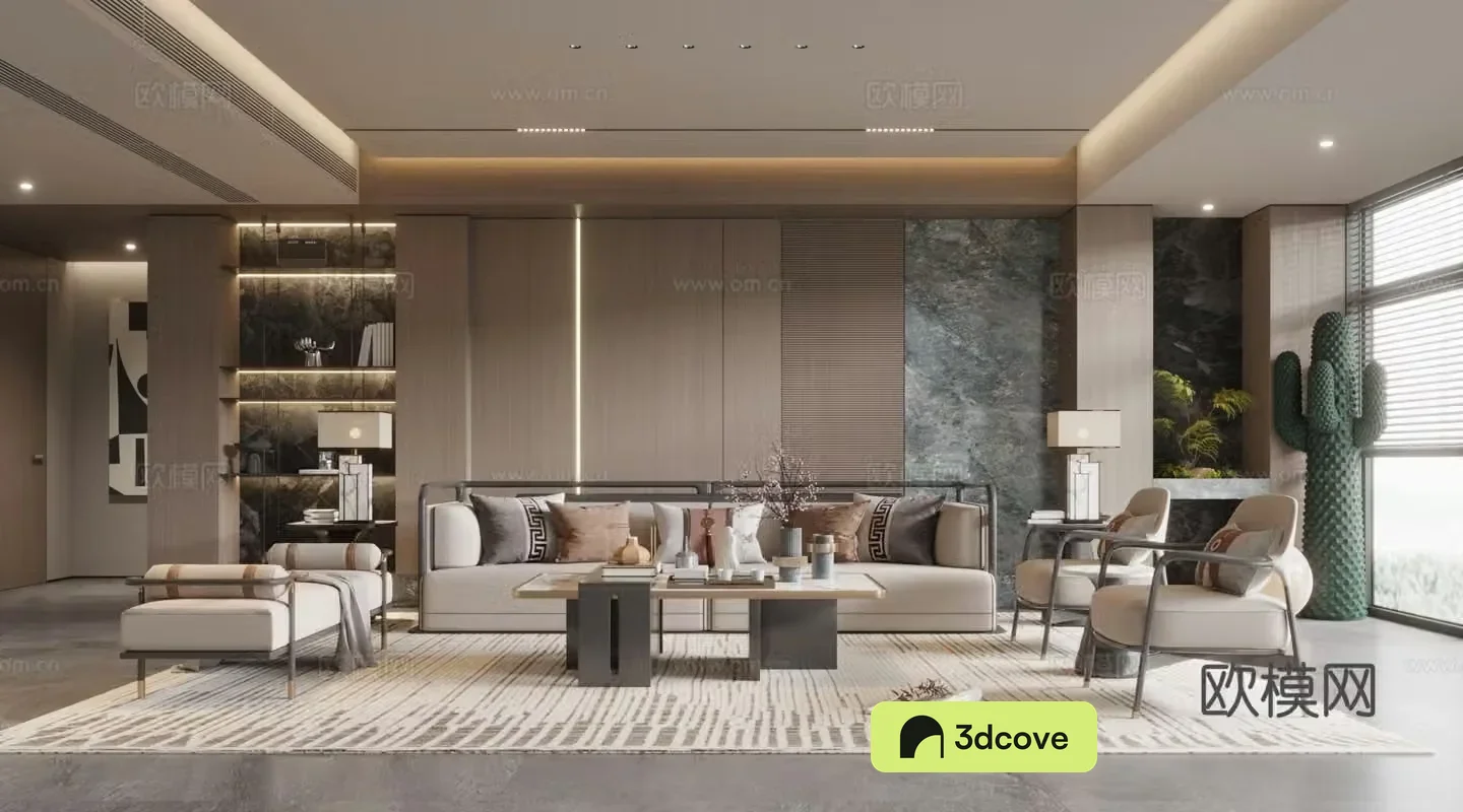 Modern villa living room 3d model design