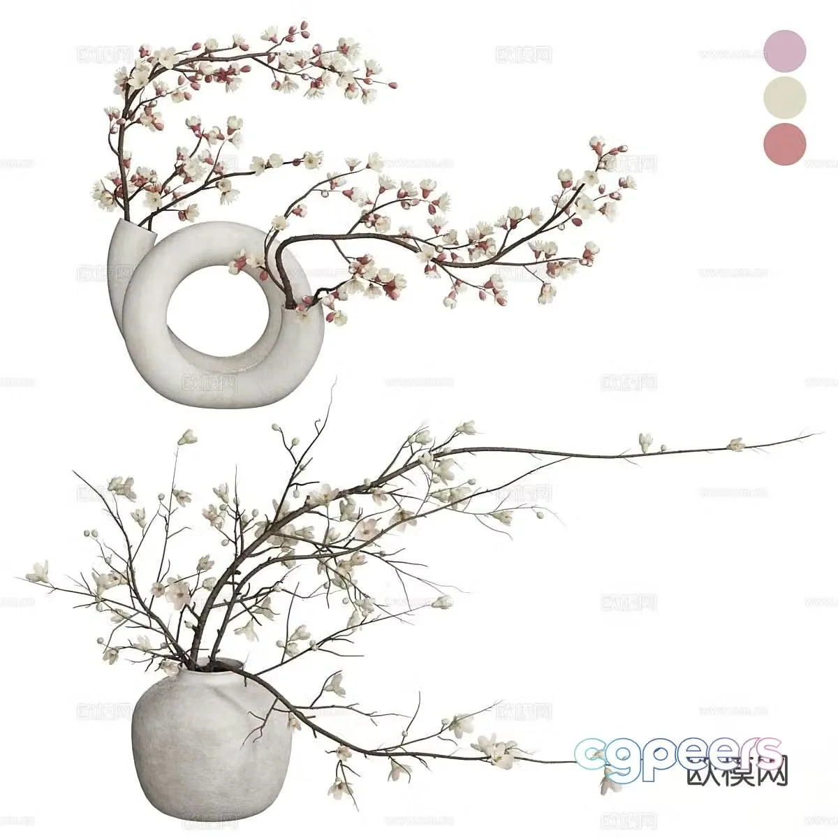 wabi-sabi vase floral arrangement flowers flower arrangement 3d model