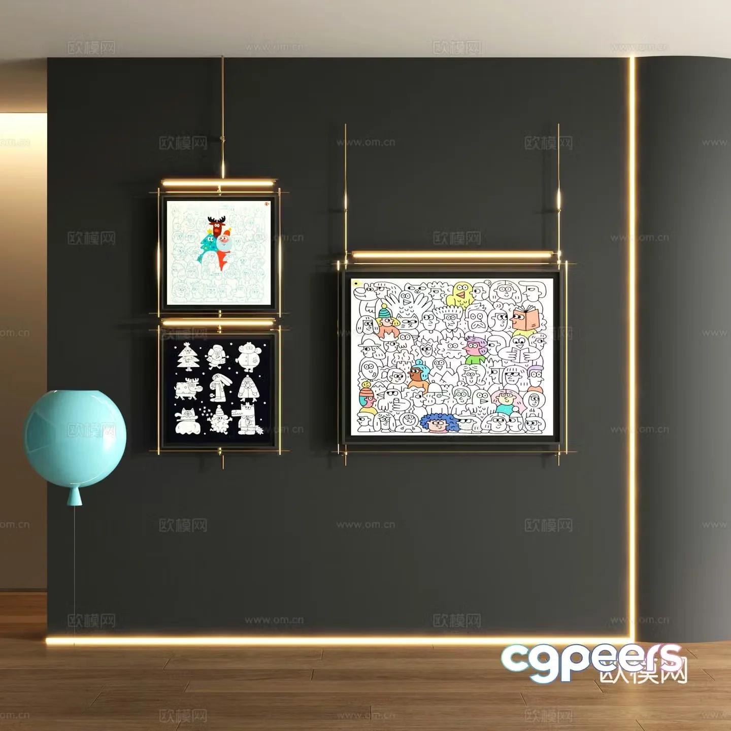 Modern cartoon metal decorative painting 3d model