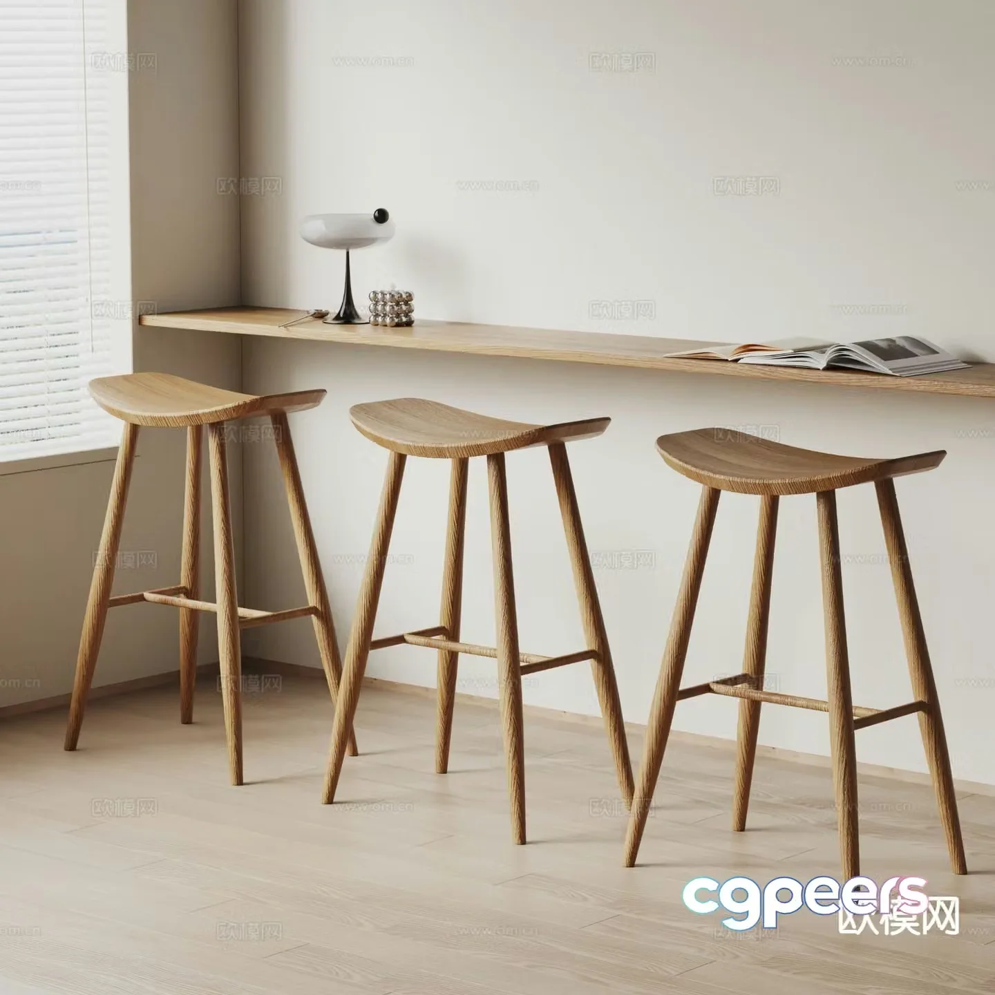 Knoll modern bar stool 3d model