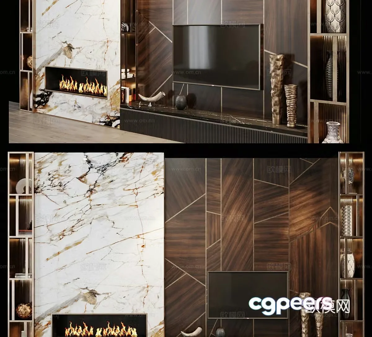 Light luxury background wall TV background wall TV background cabinet 3d model