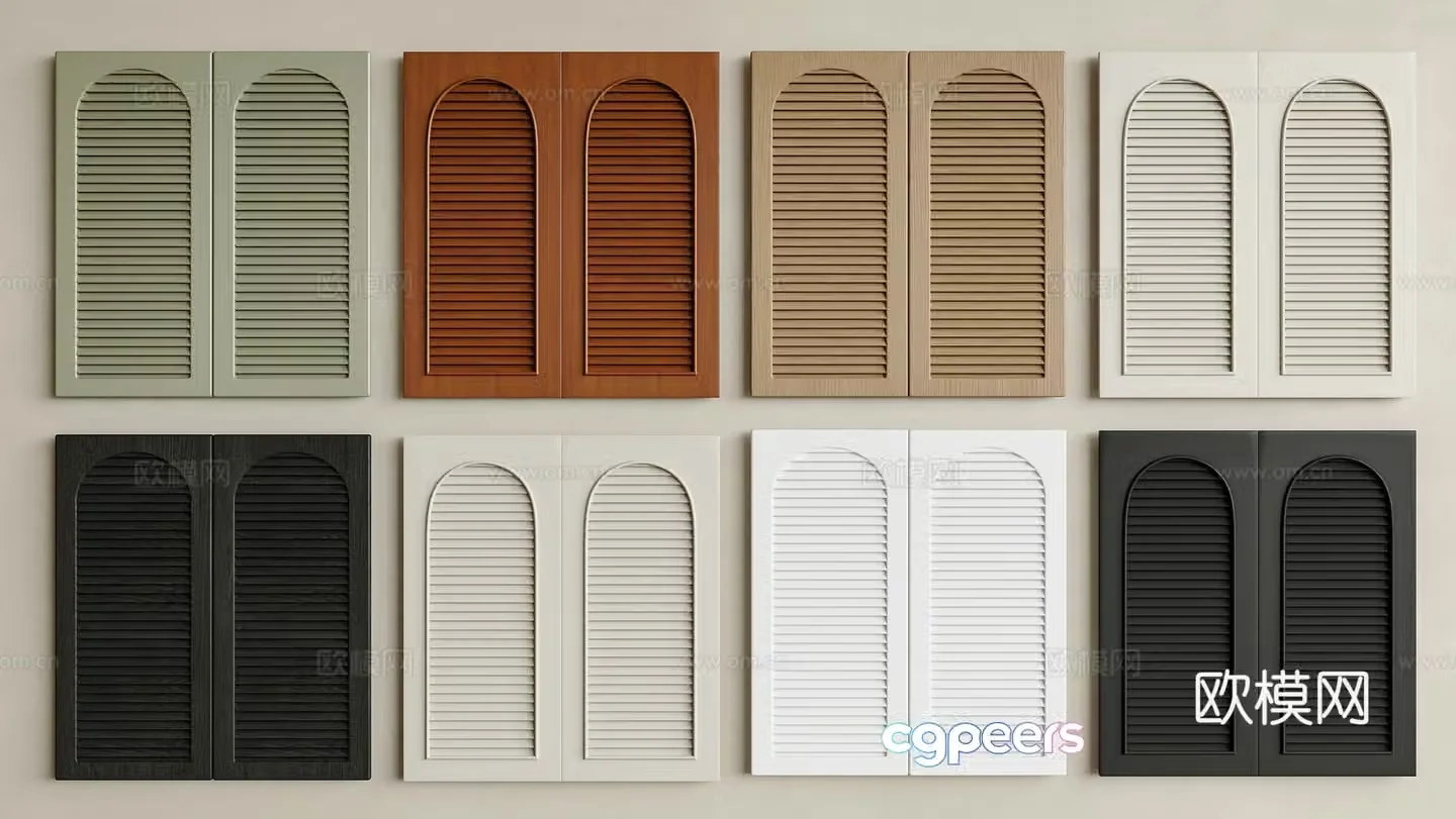 French medieval louver doors louver doors shoe cabinet louver doors louver doors blinds curved louver doors 3D model