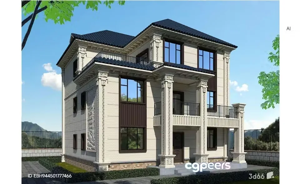 A Large House 3D Model – 9321 – VRAY Render