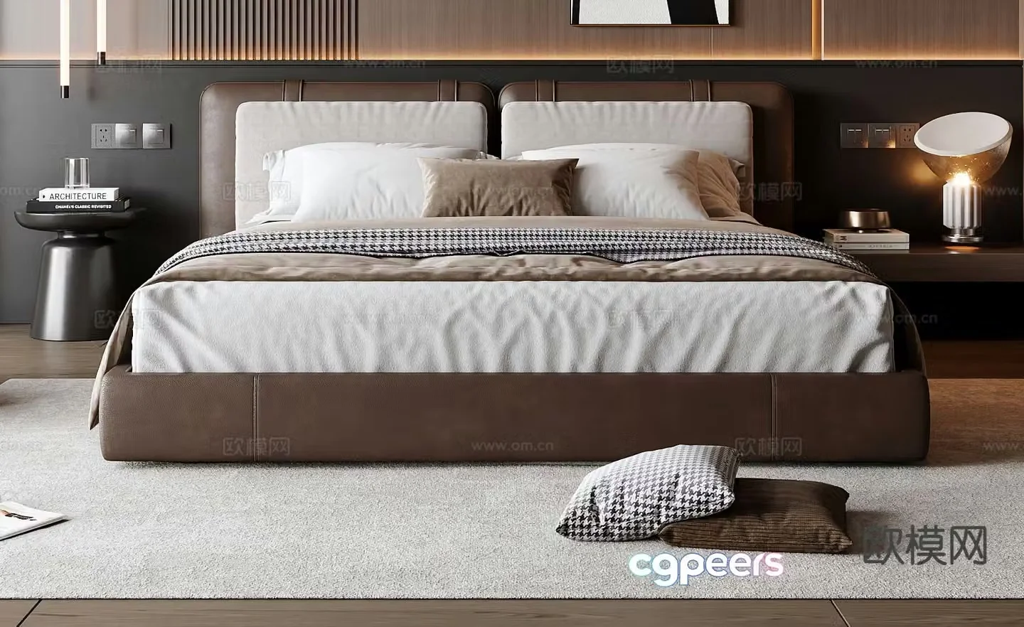 Italian double bed 3d model
