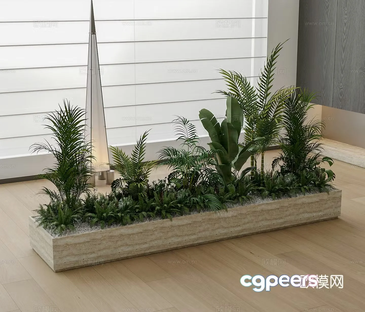 Modern plant pile potted green plants floor lamp 3d model