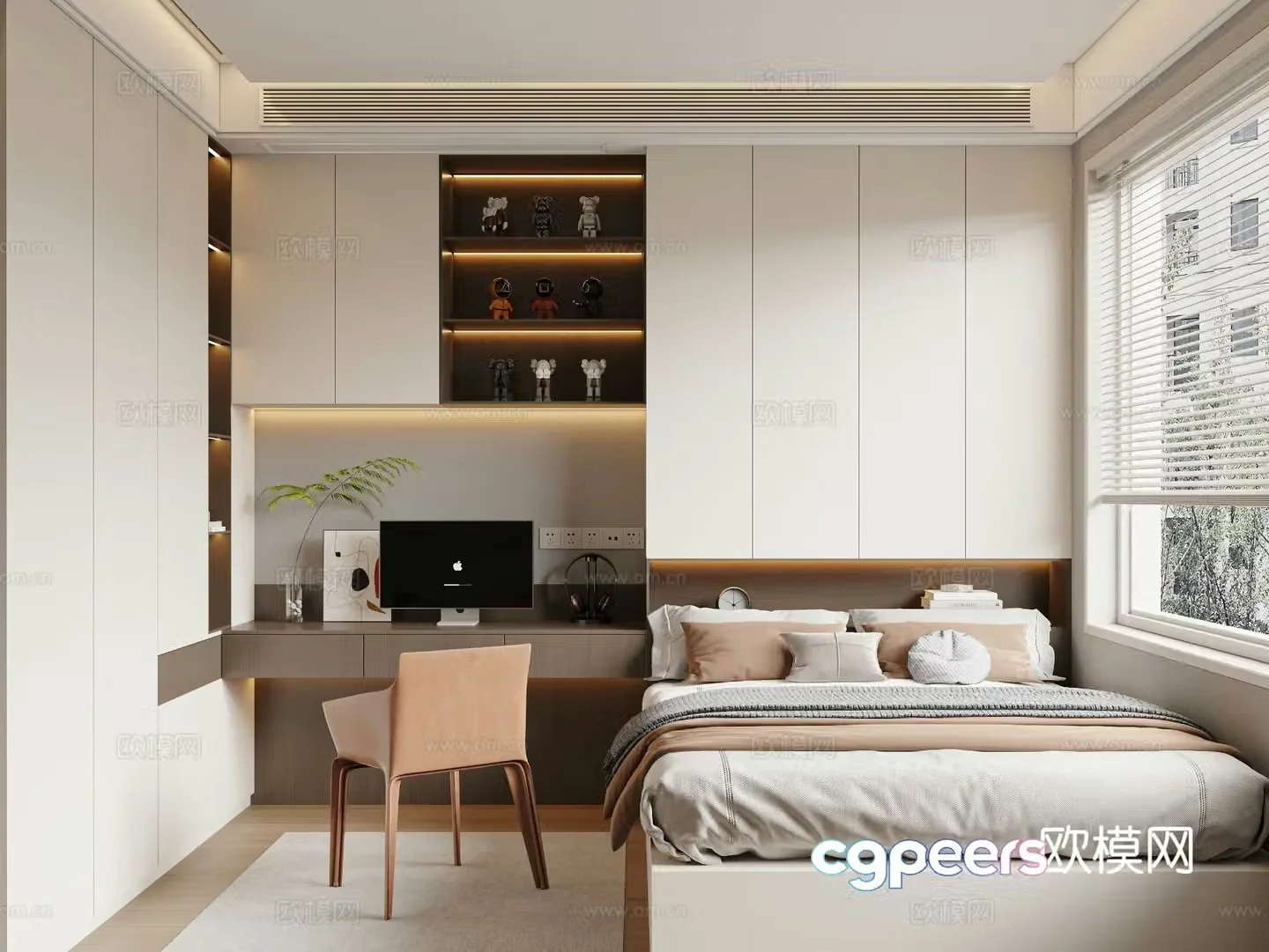 Modern Italian tatami bedroom 3d model