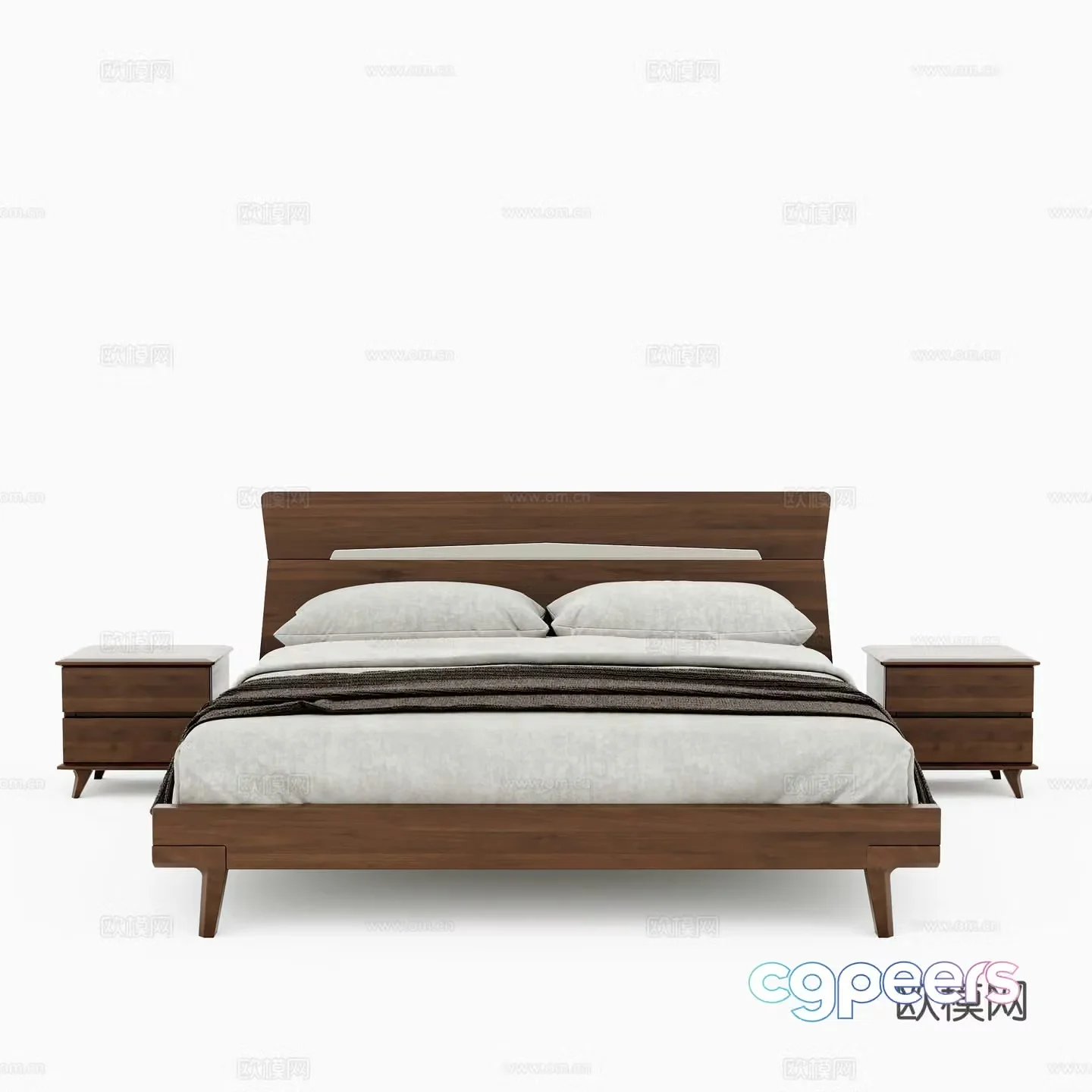 New Chinese style double bed 3d model