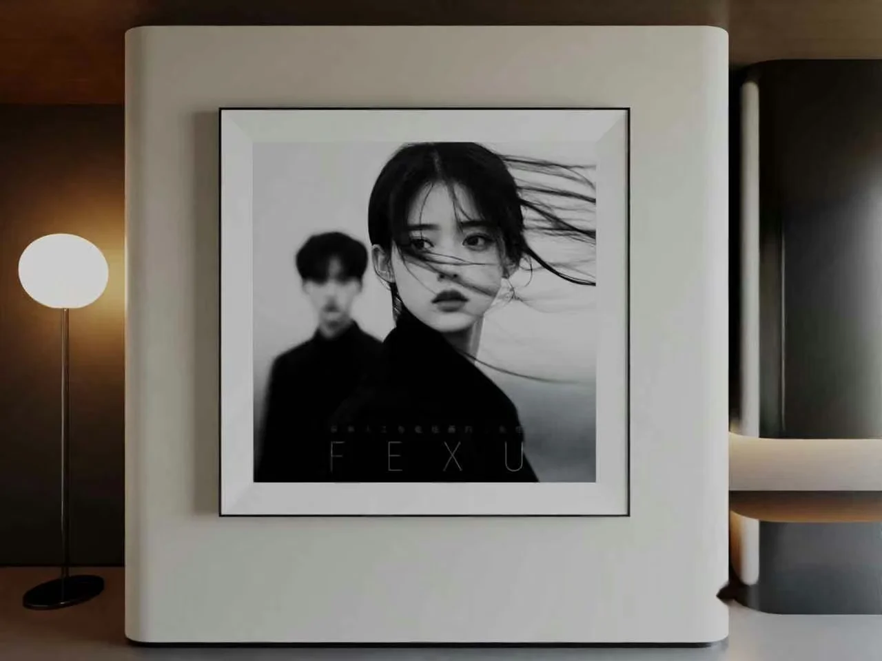 A White Picture Frame With A Black-And-White Photo Of A Woman And Man 3D Model – 5920 – CORONA Render