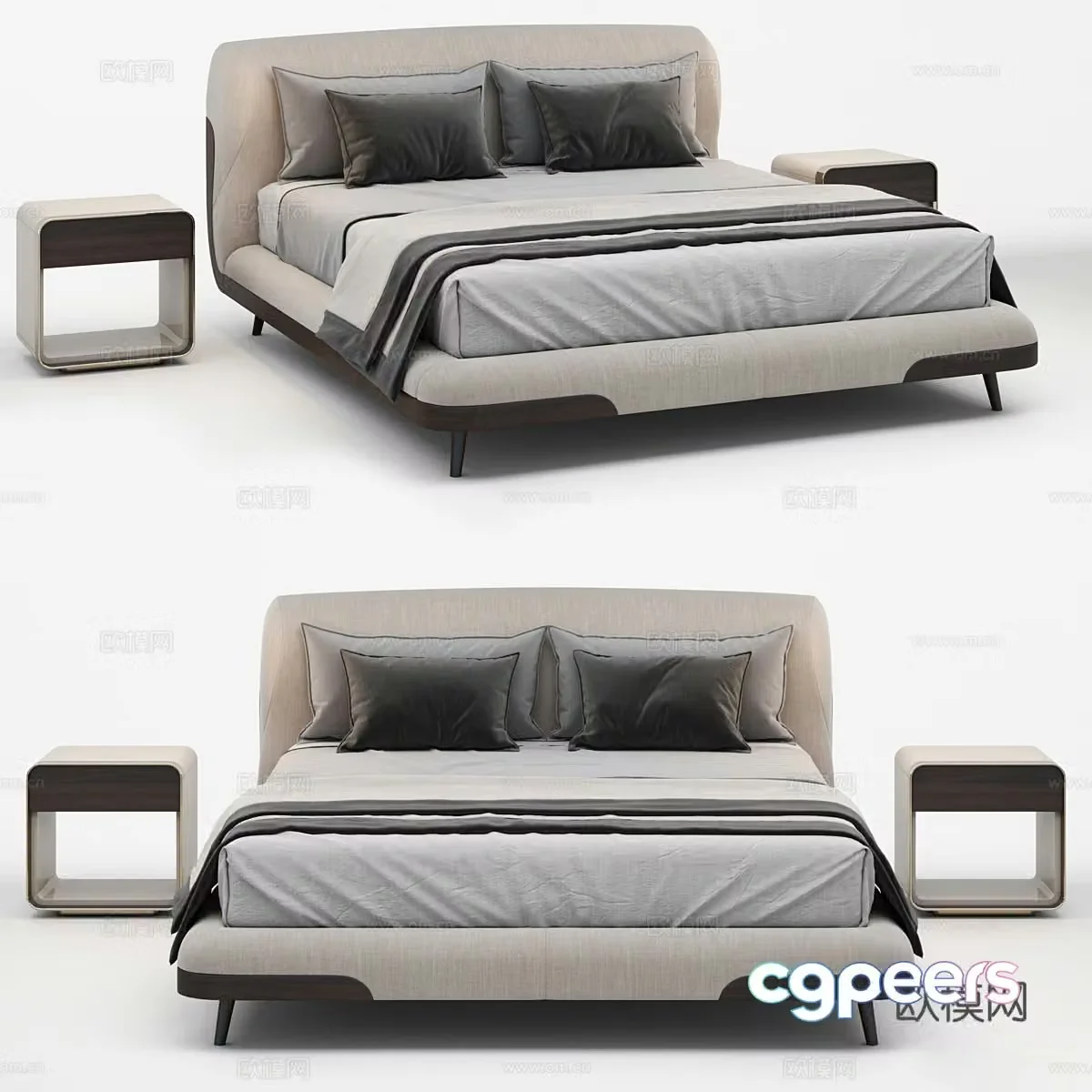 Background double bed 3d model