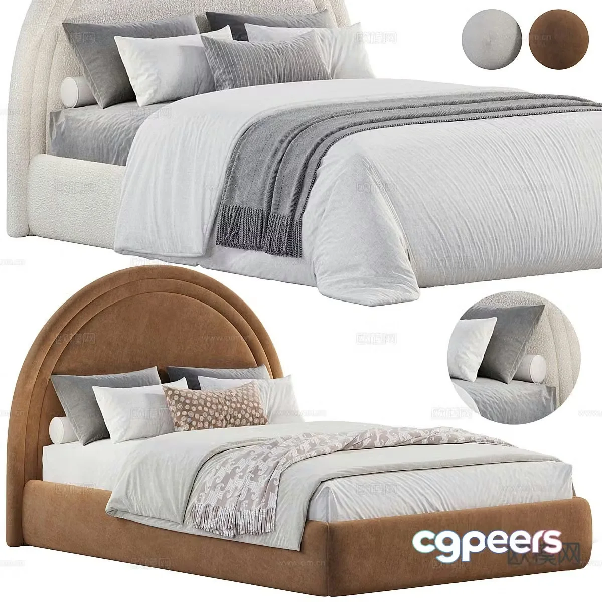 Modern double bed 3d model