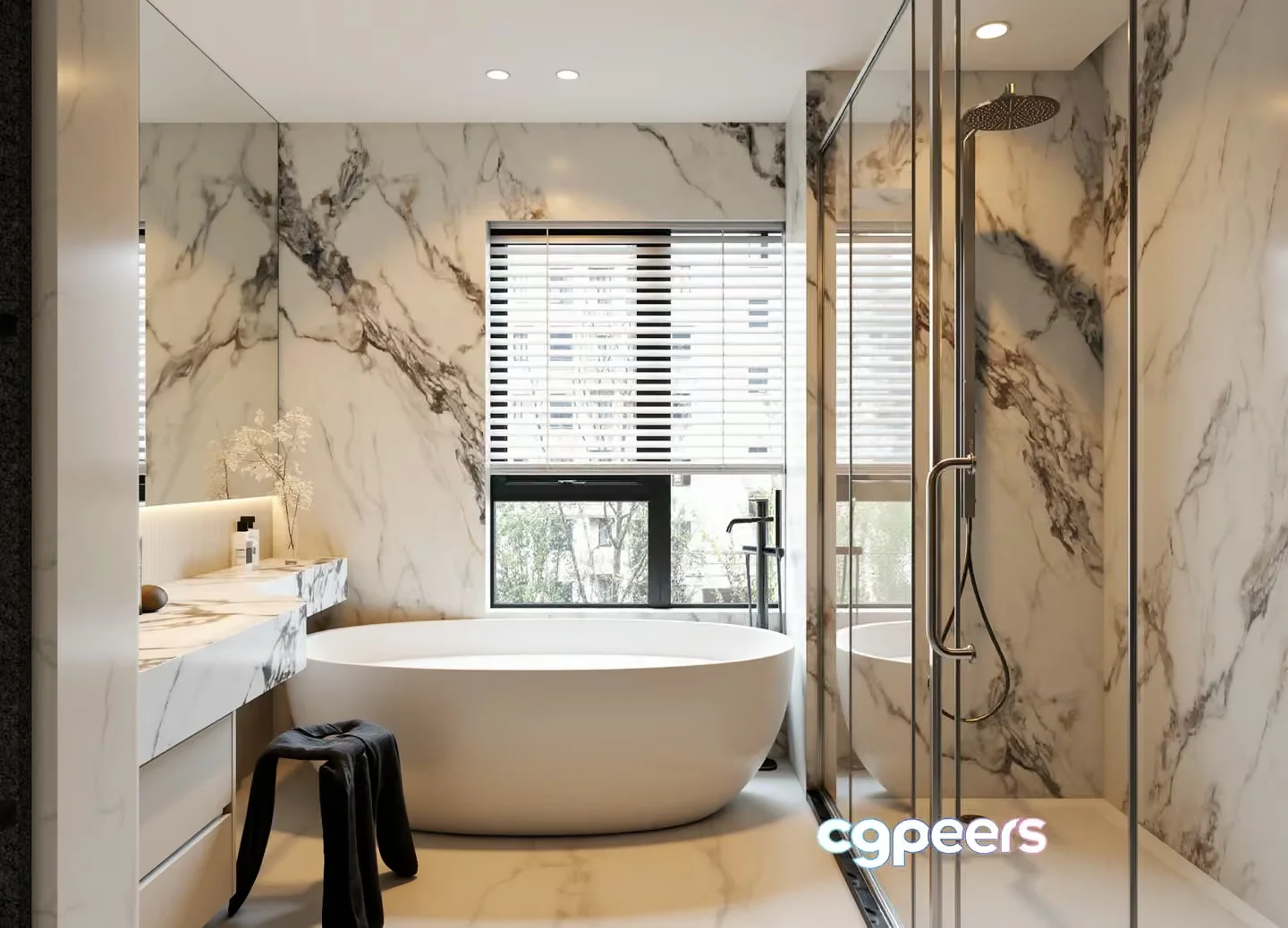 Modern Marble Bathroom 3D Model – 12571 – VRAY Render