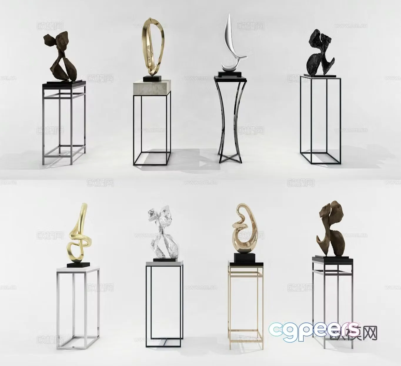 Modern decorative frame combination 3D model