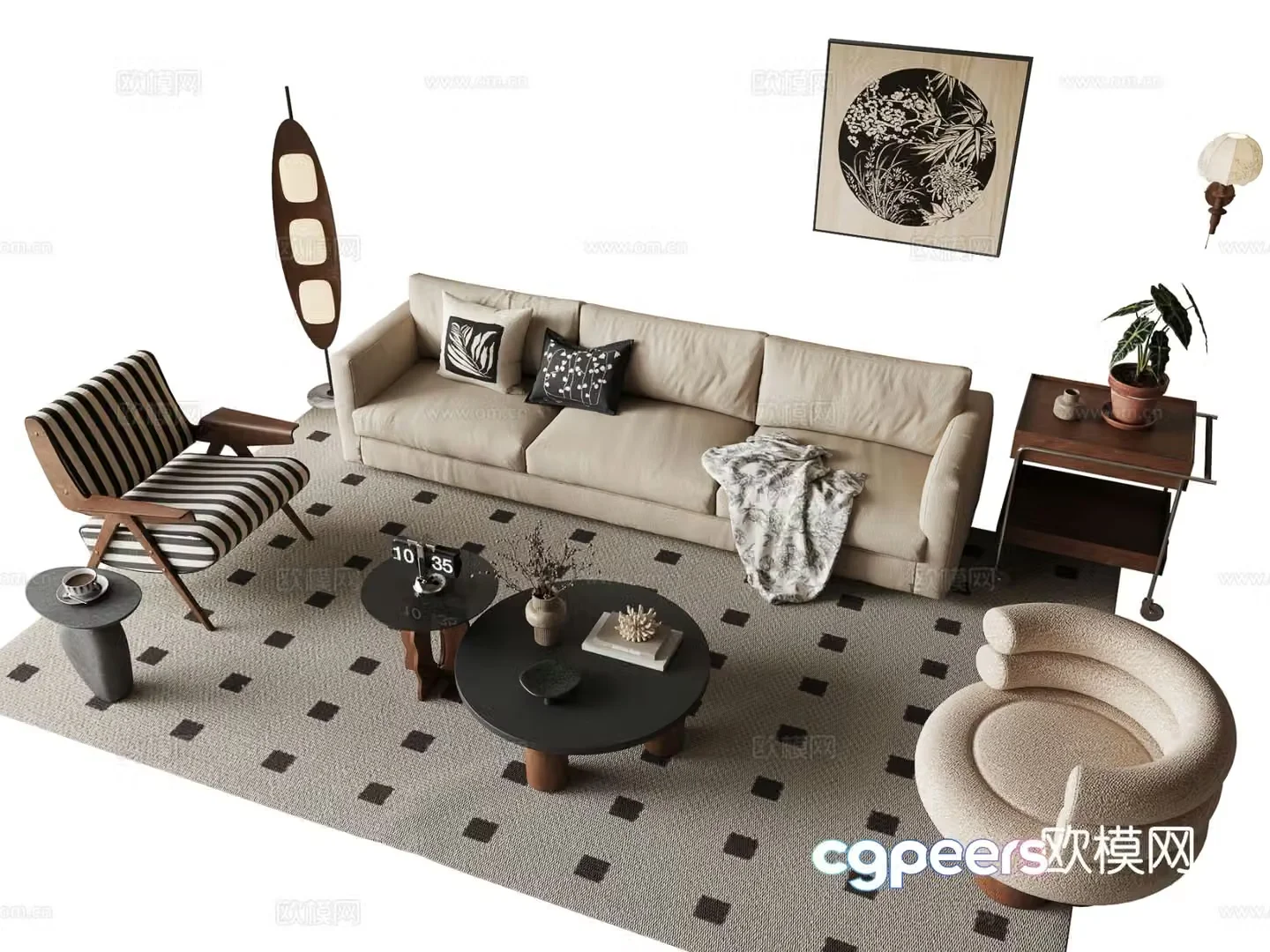 Medieval style modular sofa 3D model