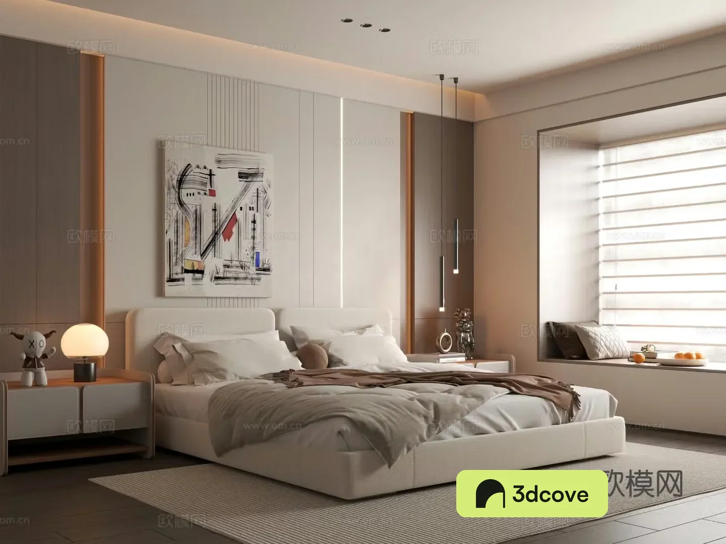Modern bedroom Simple bedroom Bedding combination Bedroom background wall
