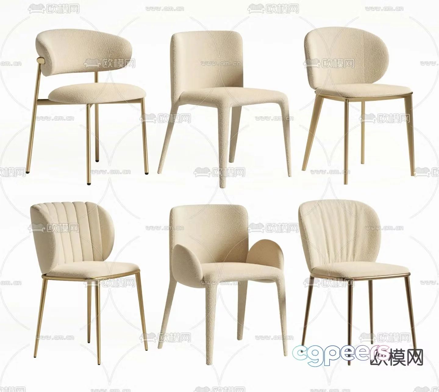 Creamy chair casual chair 3d model
