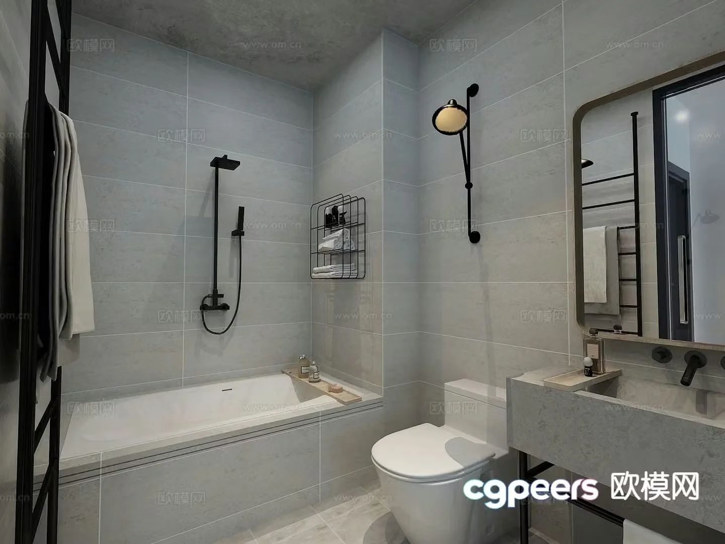 Industrial style LOFT bathroom bathroom 3d model