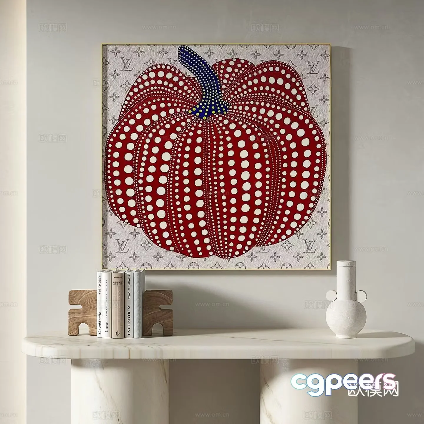 Modern minimalist creamy style retro abstract decorative painting 3d model