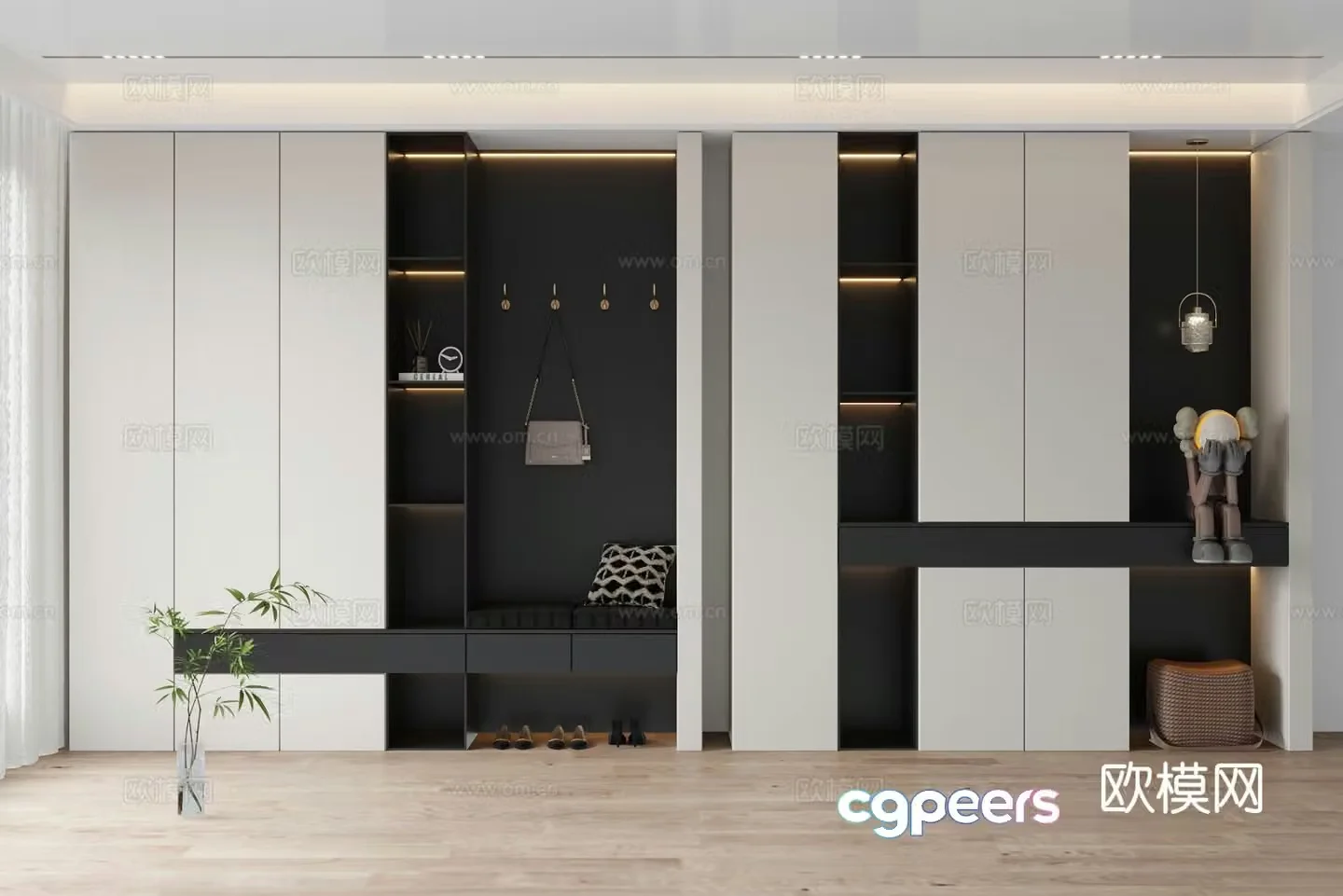 Modern entrance custom cabinet shoe cabinet 3d model