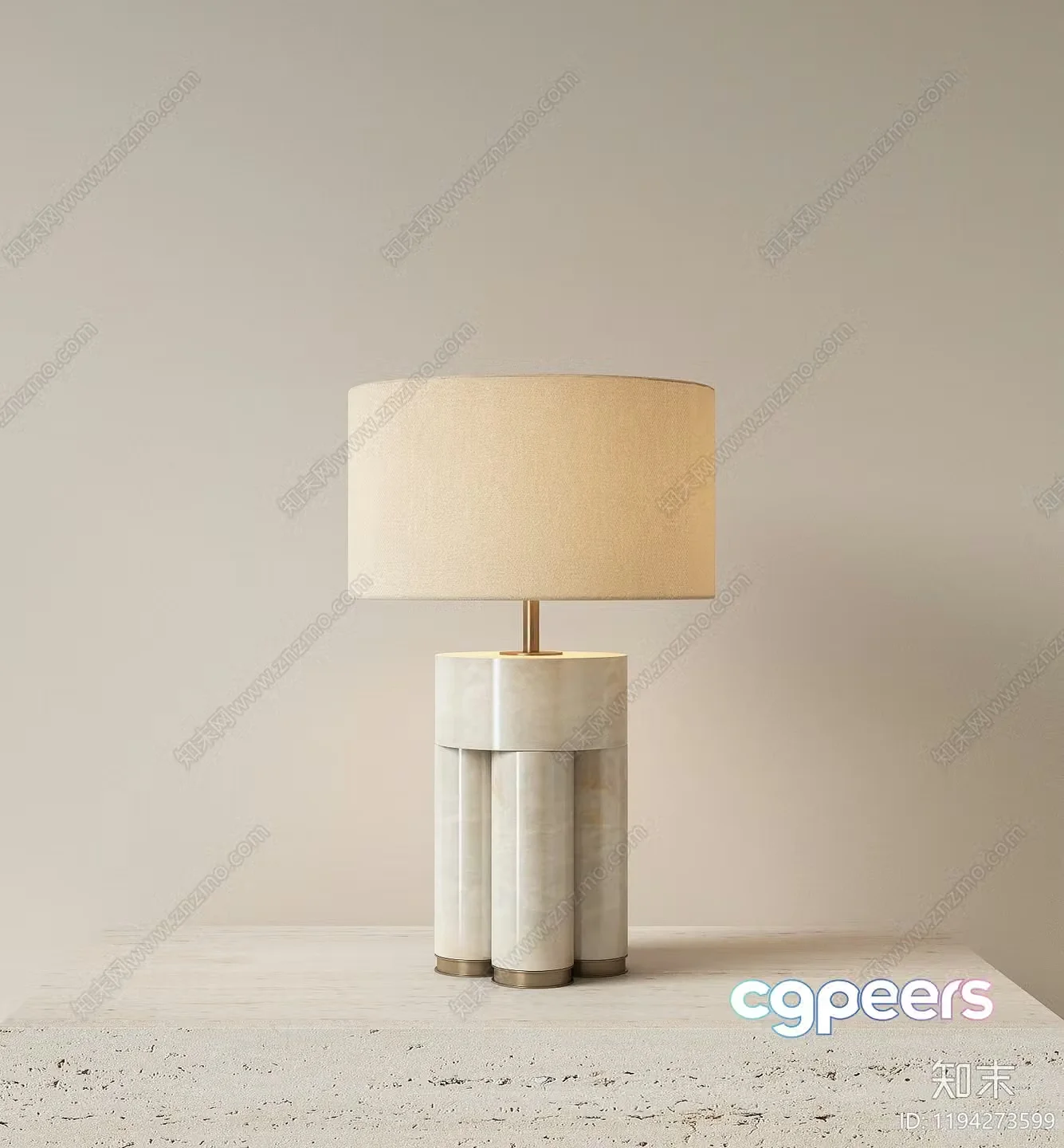 A Table Lamp With A Beige Shade 3D Model – 2581 – VRAY Render