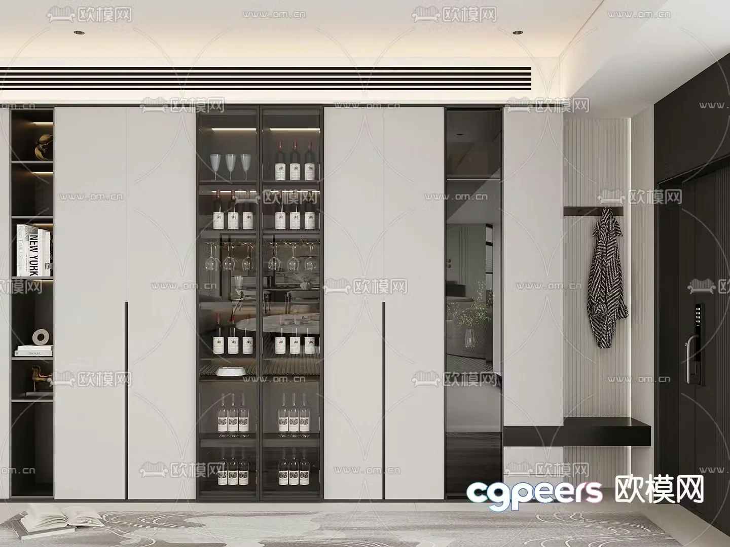 Entrance wine cabinet shoe cabinet 3d model