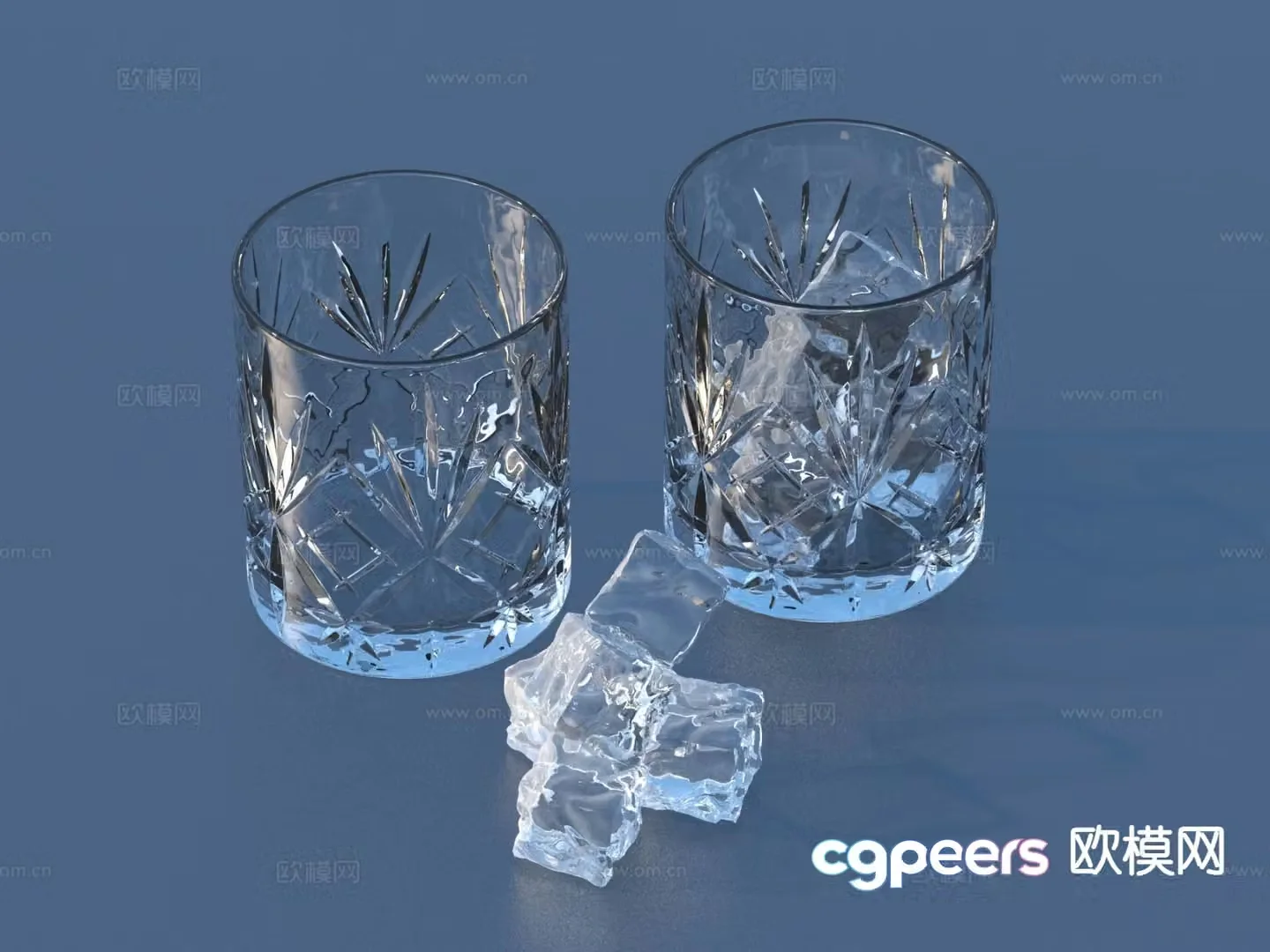 ice cube glass wine glass 3d model