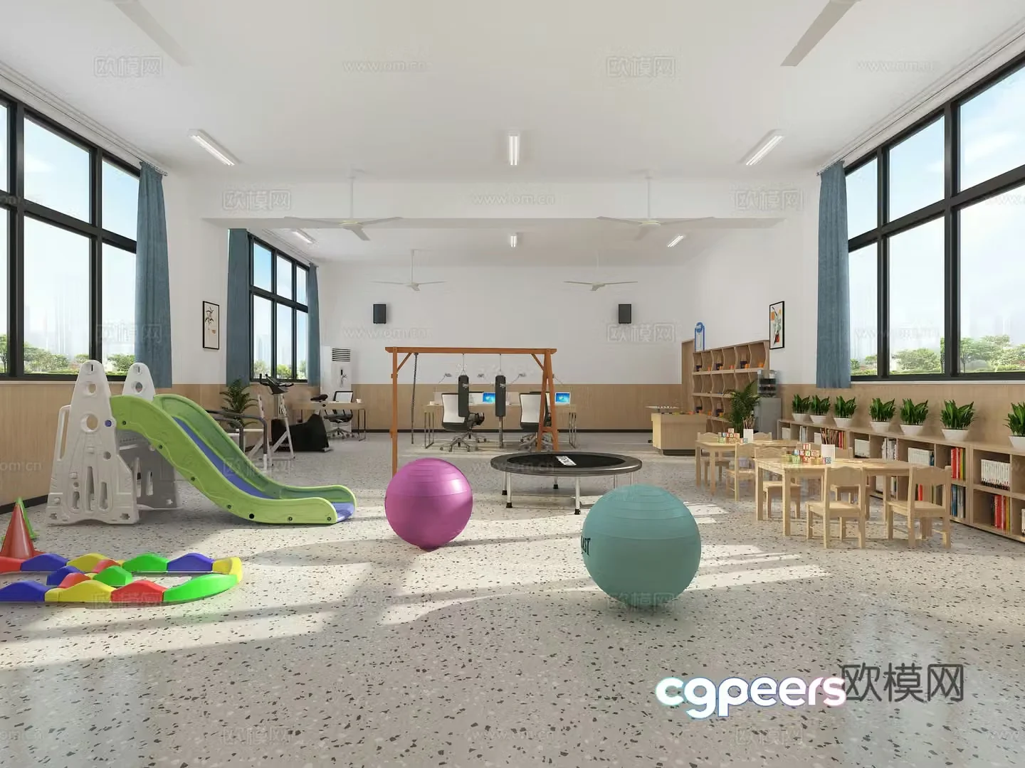 Modern resource classroom 3d model
