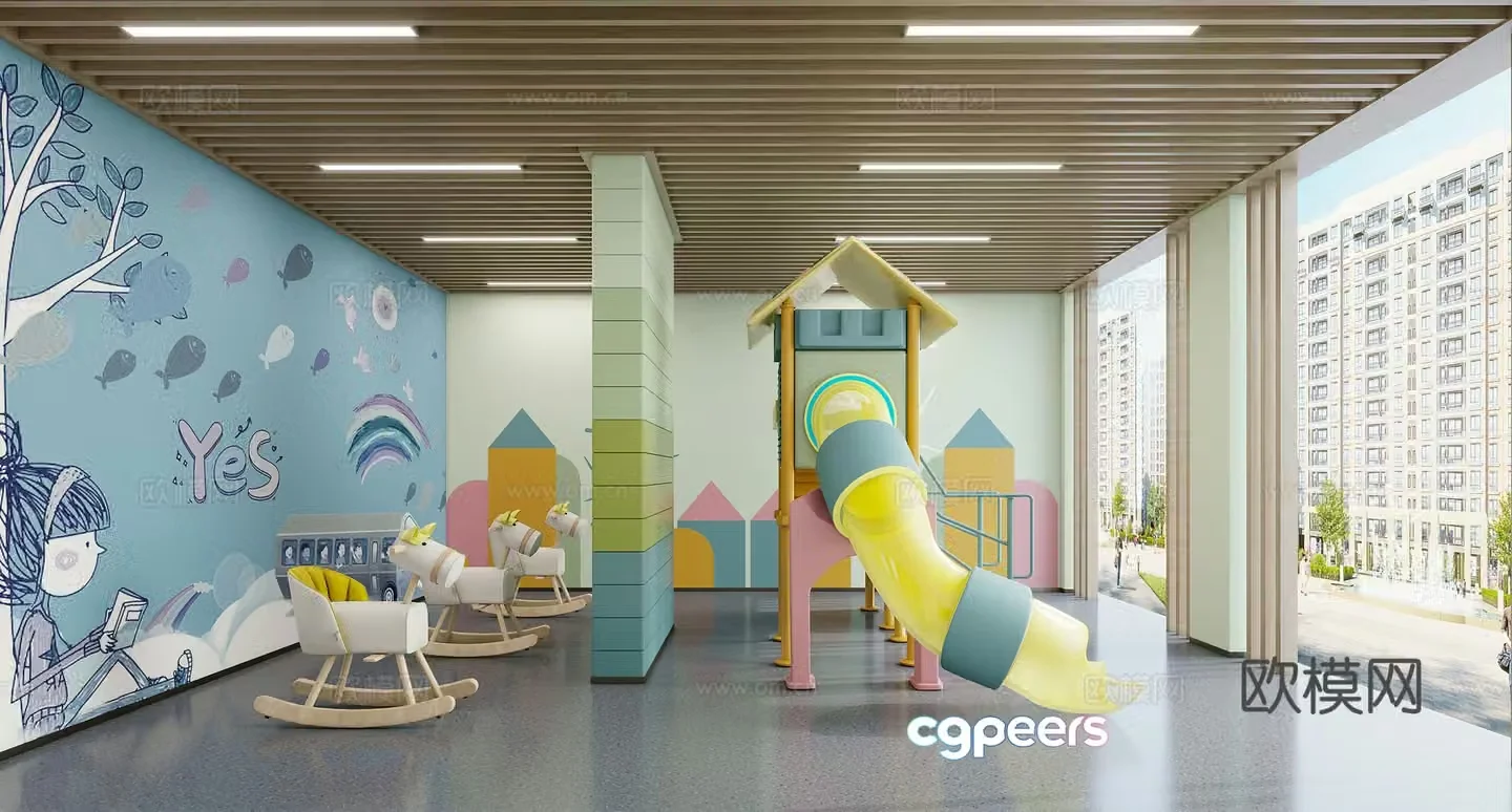 Modern sales office children’s entertainment area 3D model
