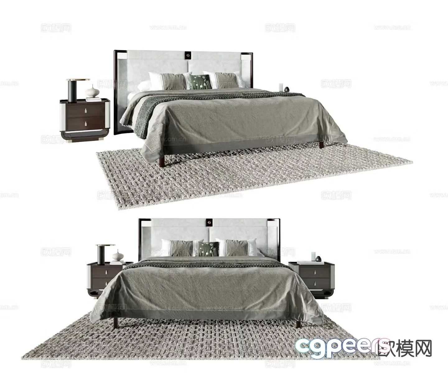 New Chinese style double bed 3d model