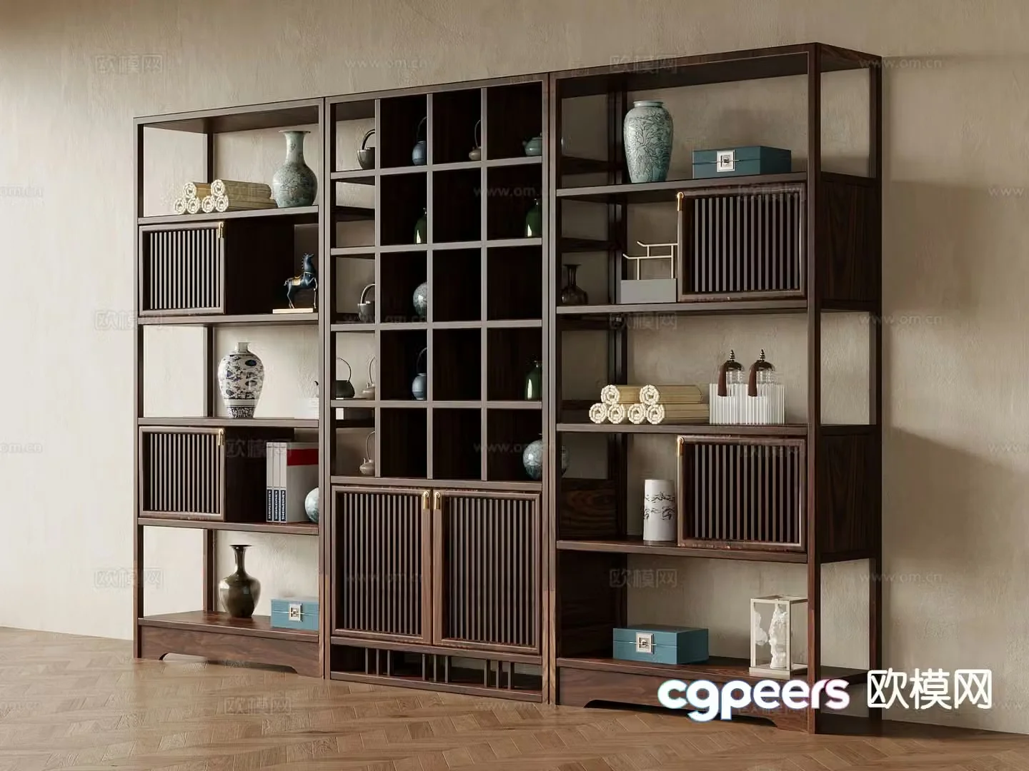 New Chinese style book rack book ornaments 3D model