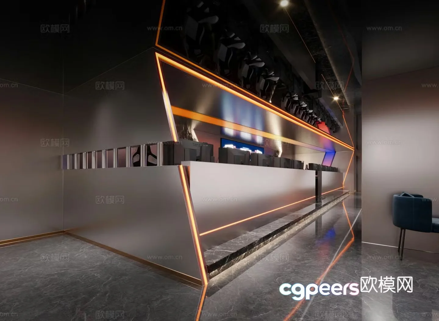 Modern internet cafe internet cafe 3d model
