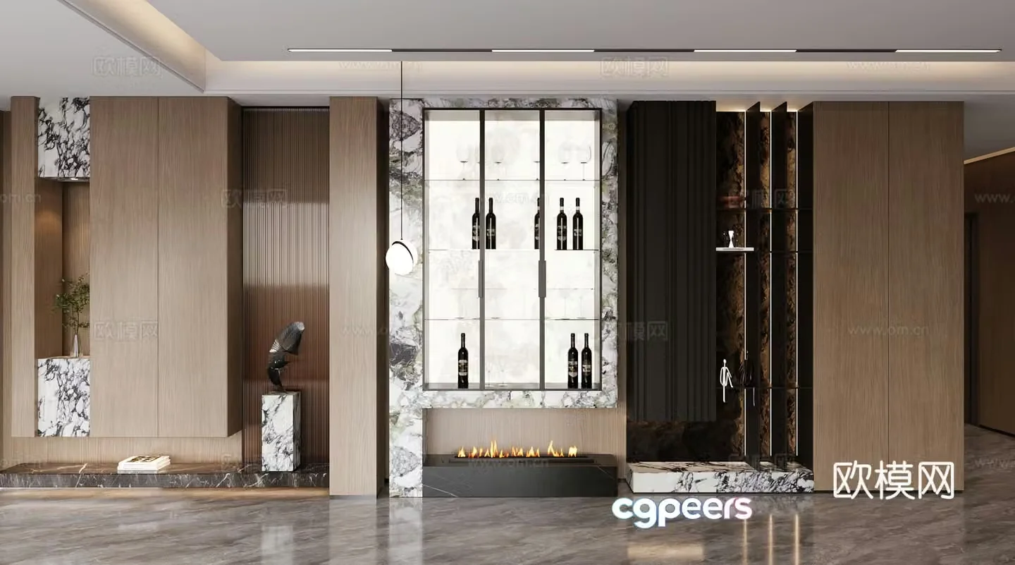 Modern simple decorative cabinet storage cabinet hanging wine cabinet side cabinet ornaments porch cabinet decorative mysterious 3D model