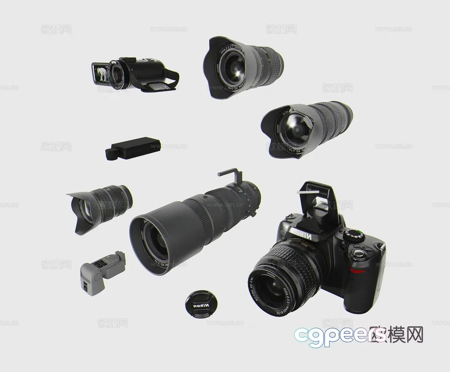 modern video camera camera camera lens 3d model