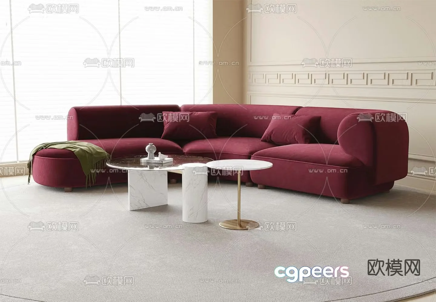 curved sofa multi-person sofa 3d model