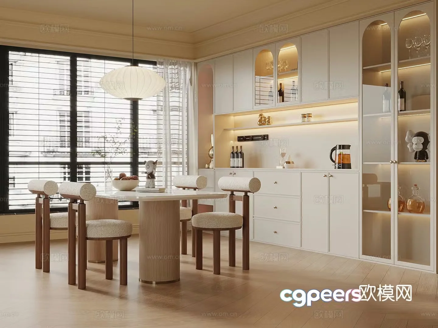 Cream style restaurant 3d model