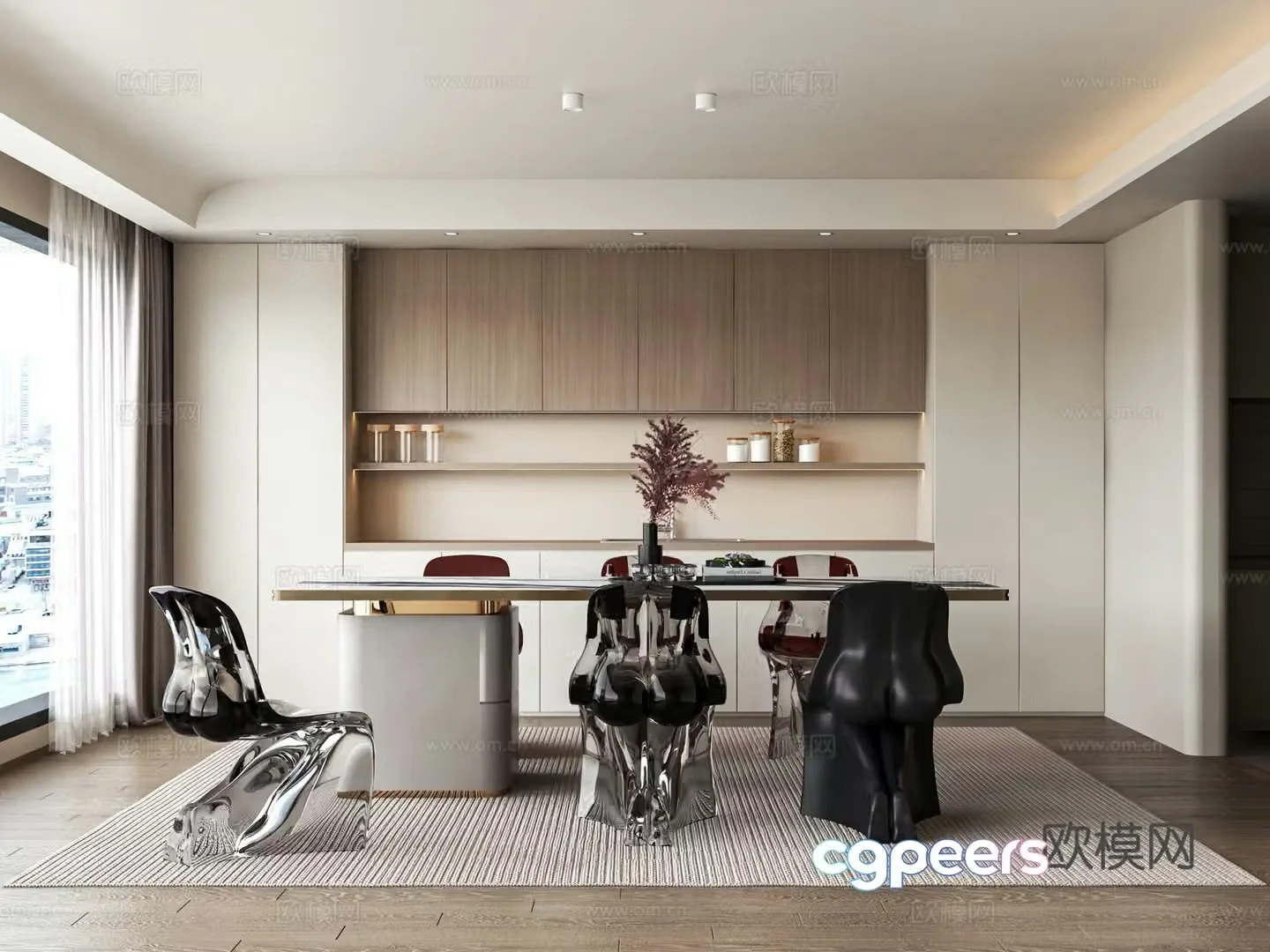 Modern style restaurant 3d model