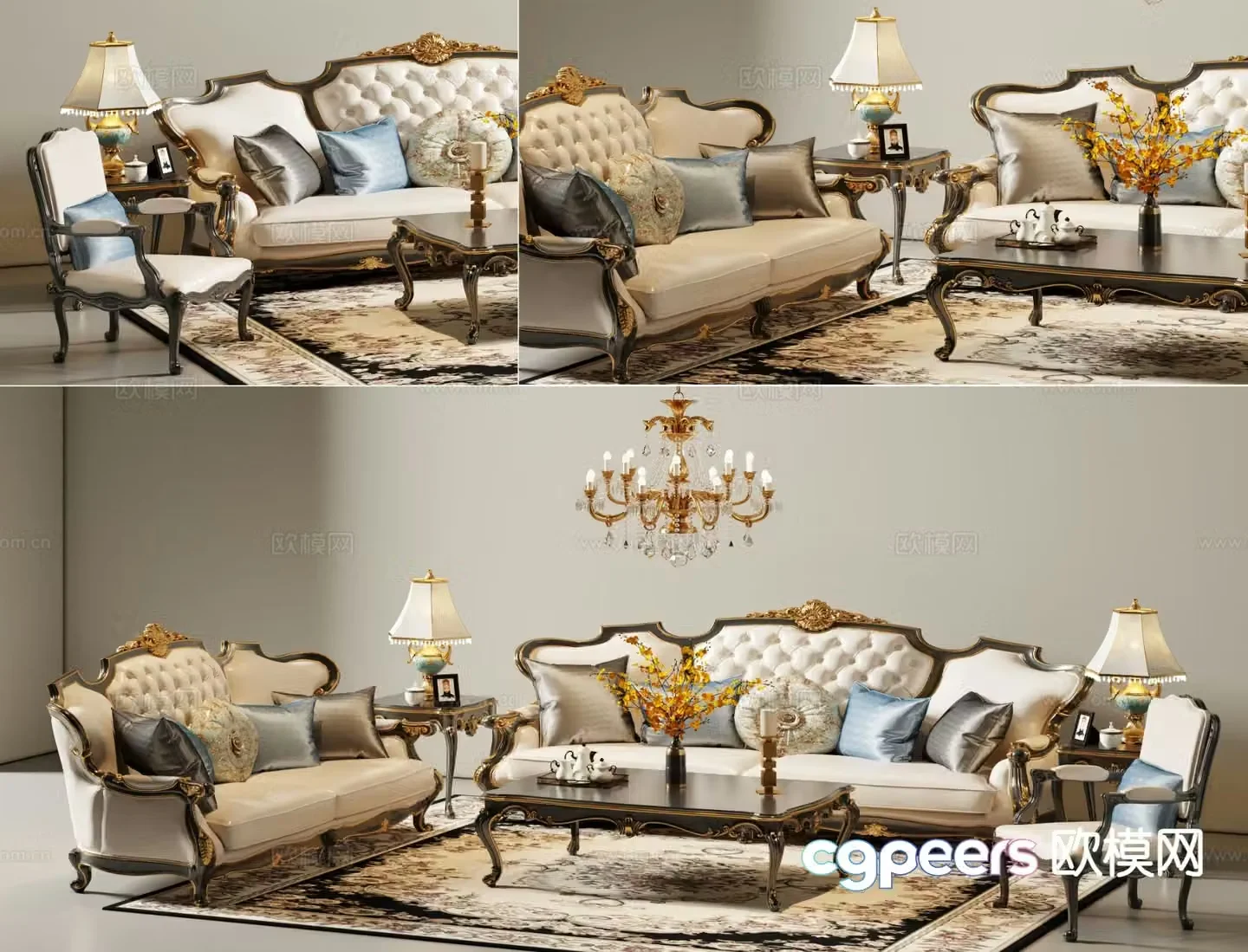 Simple European sofa combination 3D model