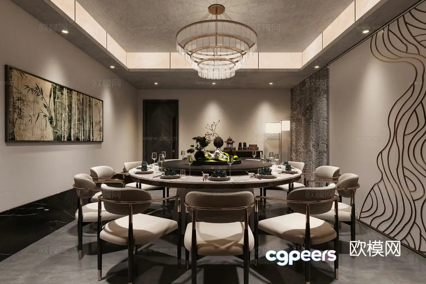 New Chinese restaurant private room 3D model