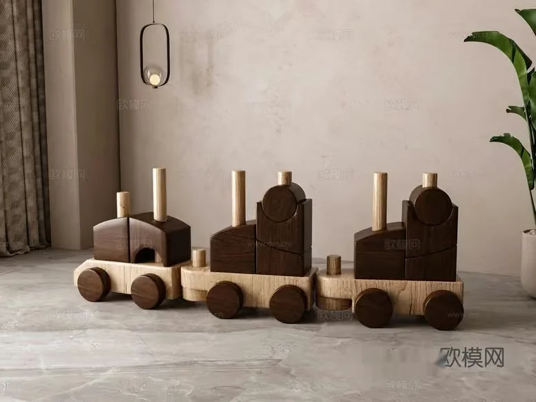 Wooden Toy Train 3D Model – 17720 – VRAY Render