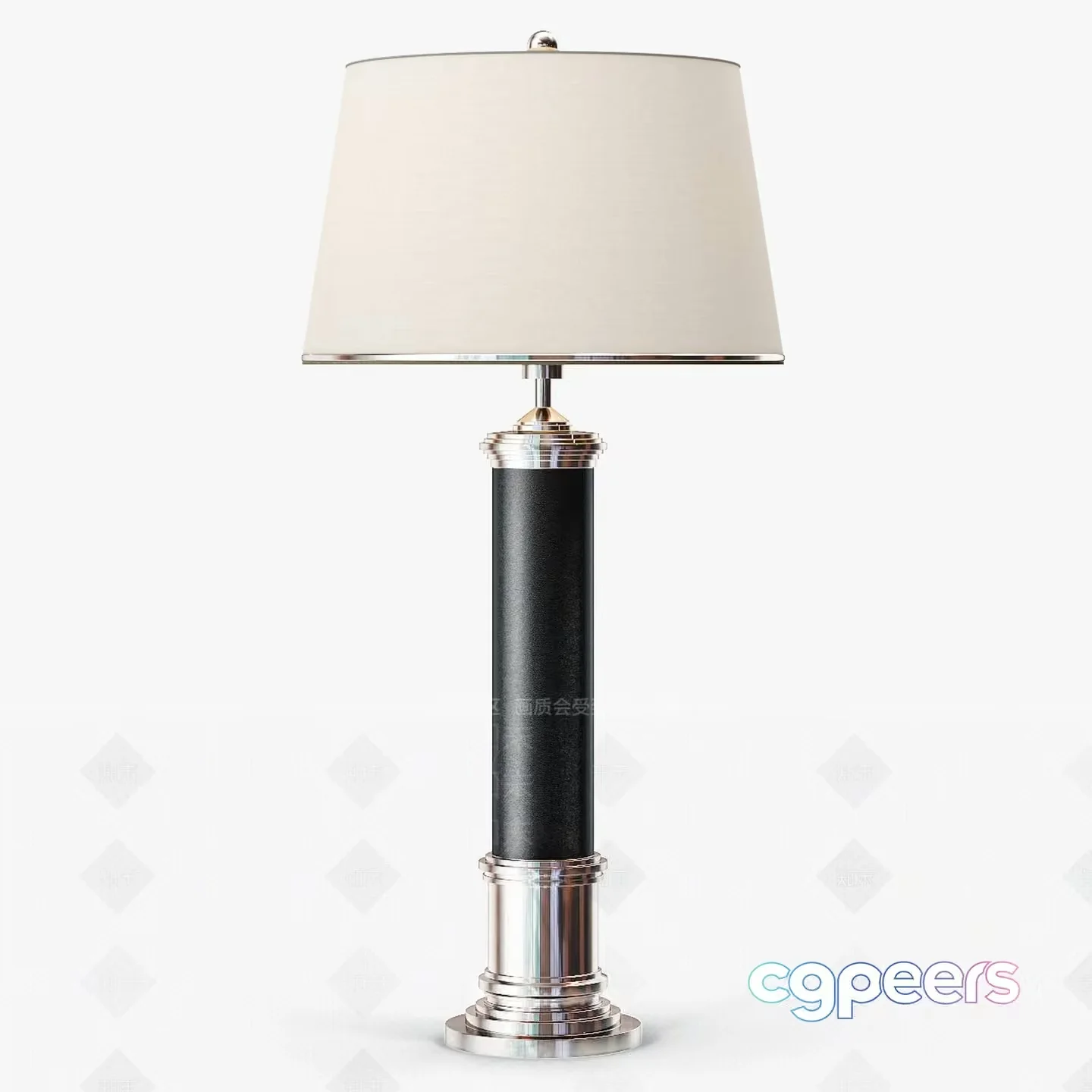 A Table Lamp With A White Shade 3D Model – 12267 – VRAY Render