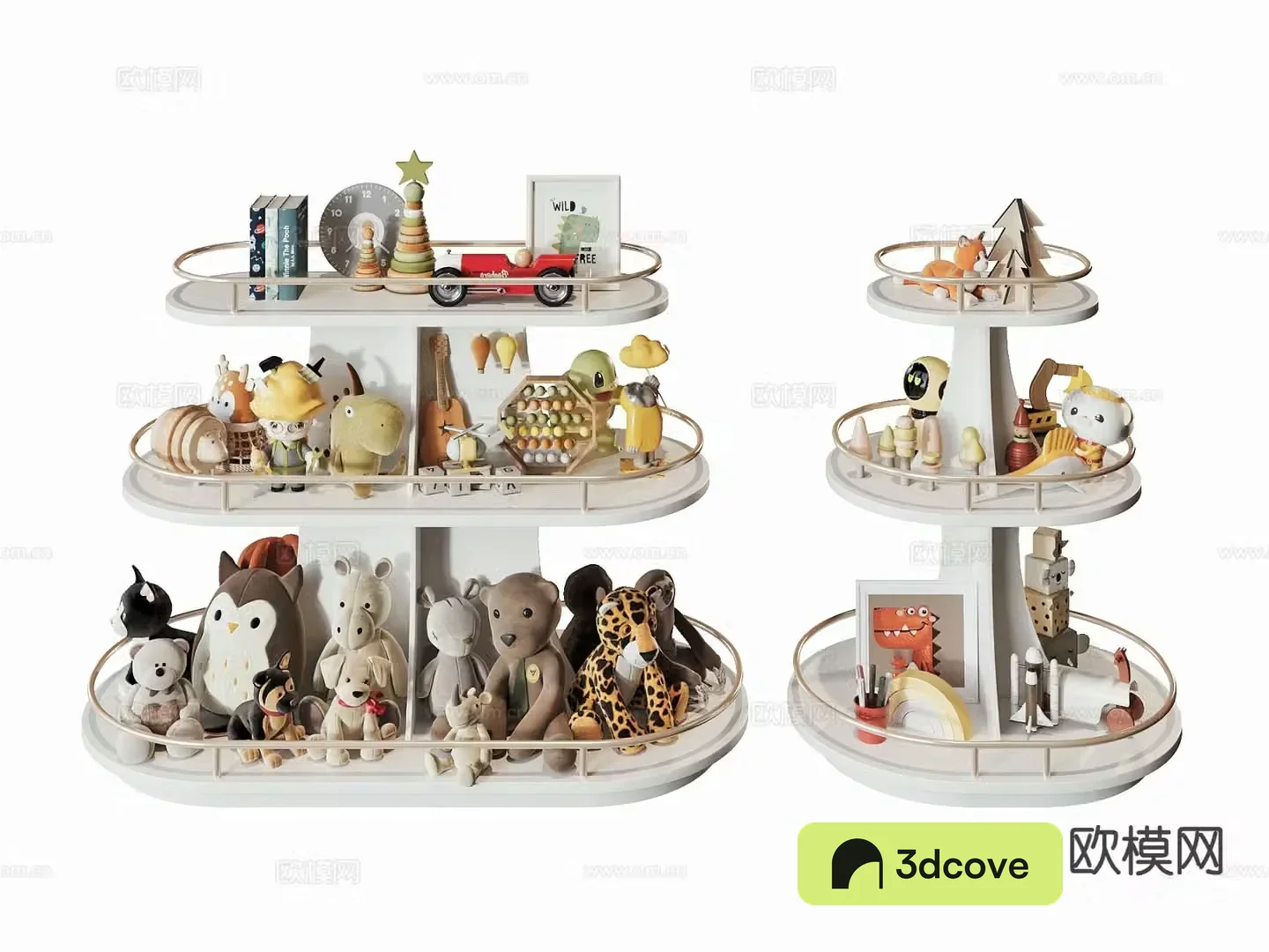 Modern toy shelf three-layer toy storage rack plush toy 3D model