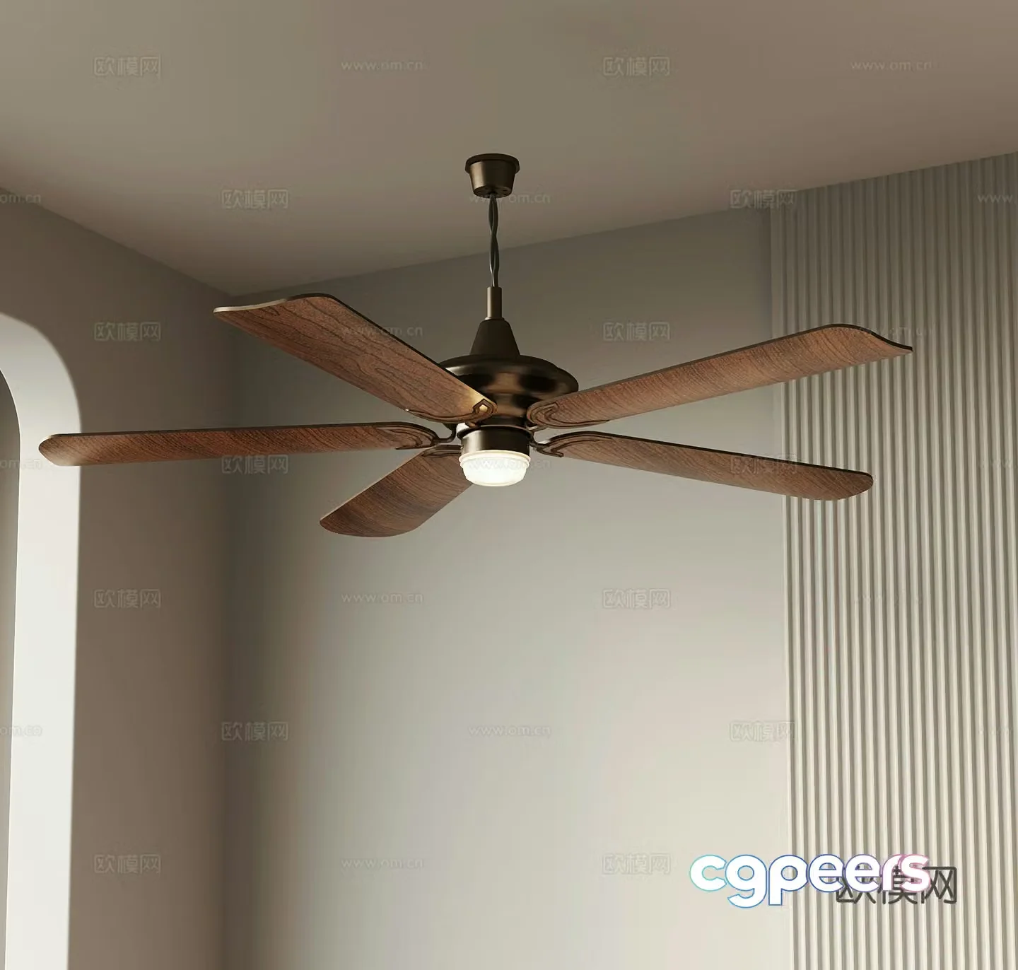 French fan light retro fan light 3d model