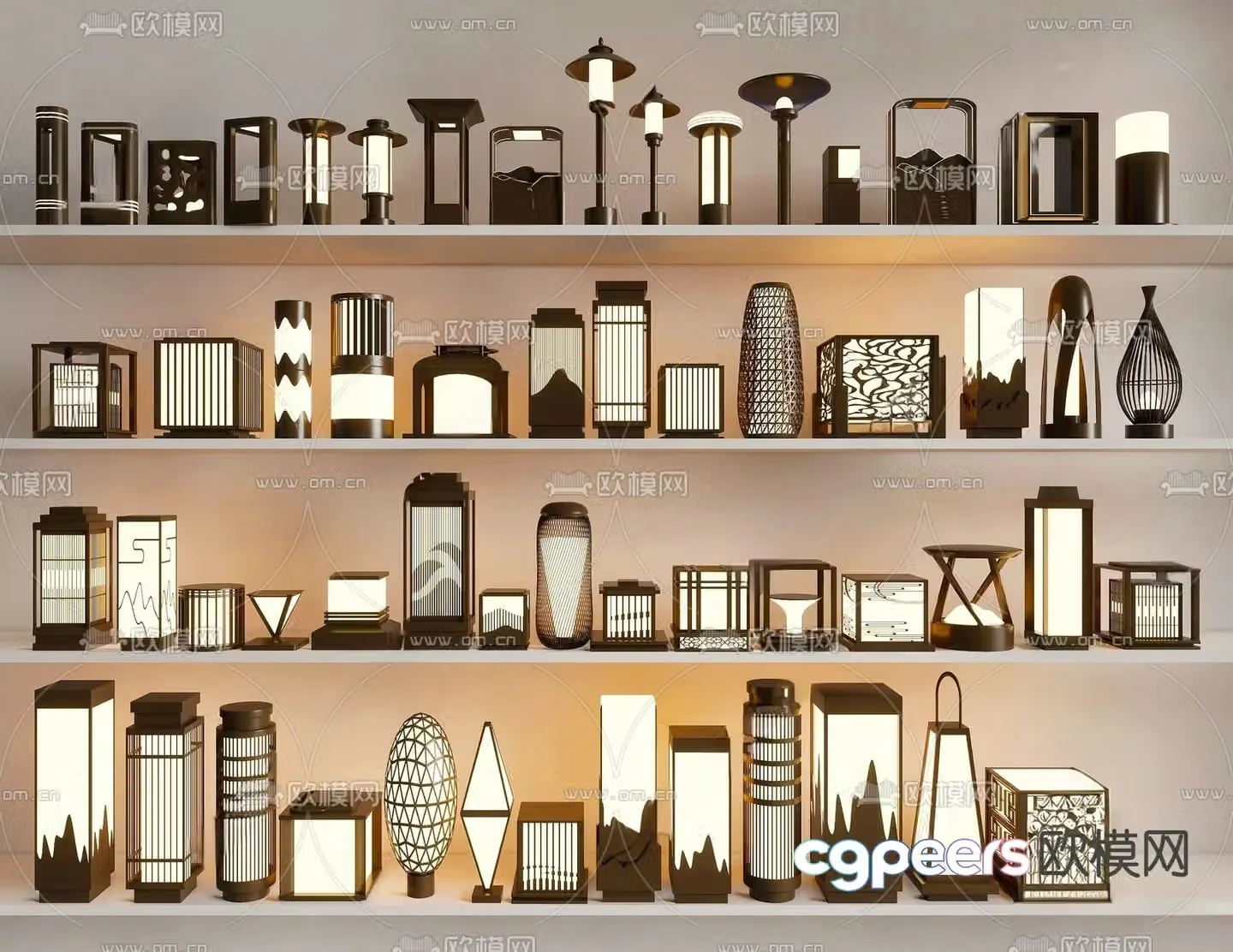 Chinese style landscape light lawn light 3d model