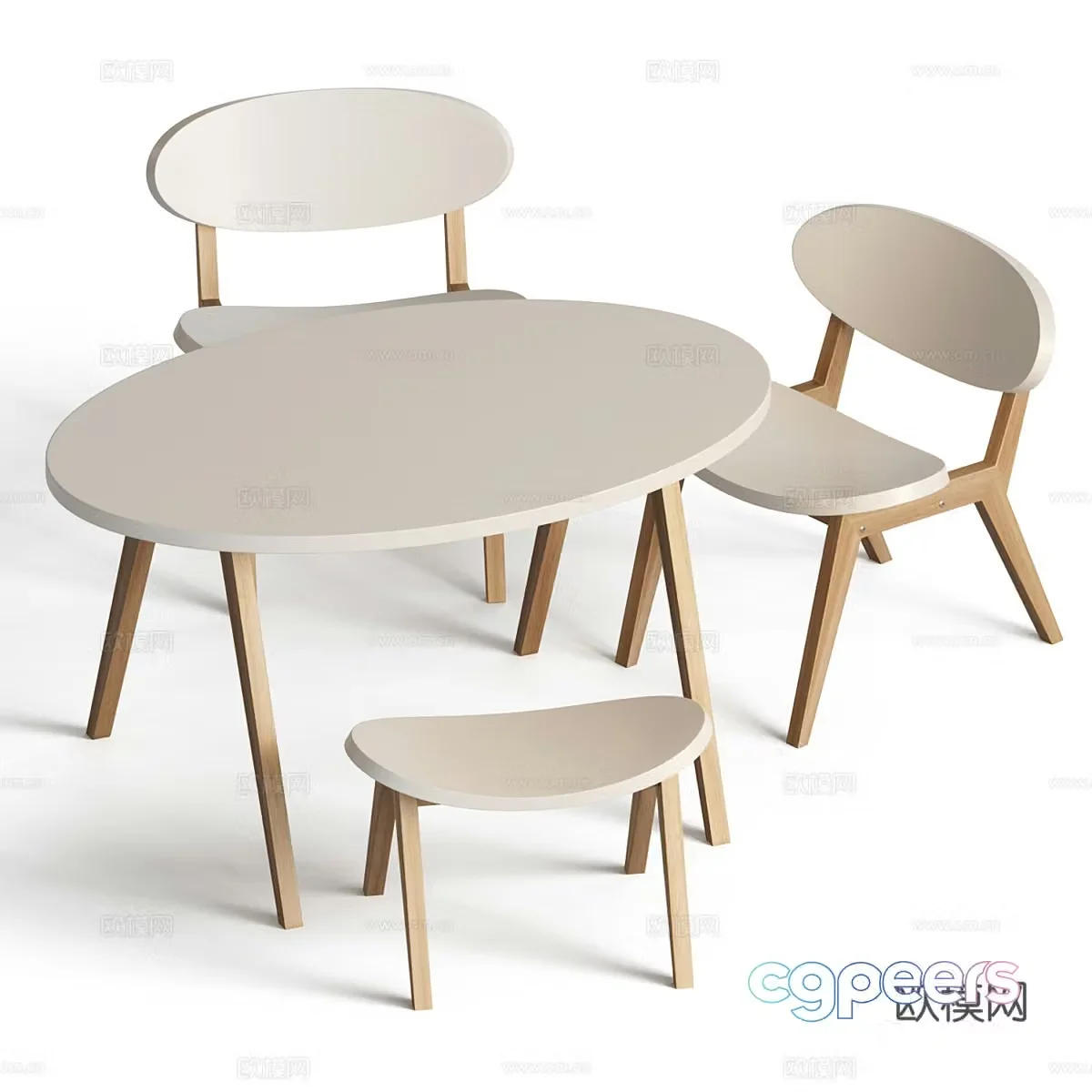 Modern Nordic children’s table and chair 3d model